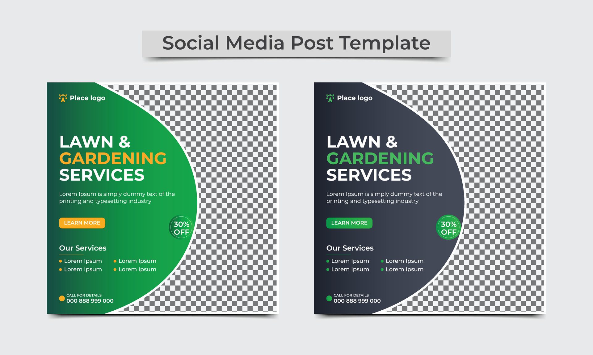 Lawn garden or landscaping service social media post template. Lawn gardening web banner template design. vector illustration. Free Vector