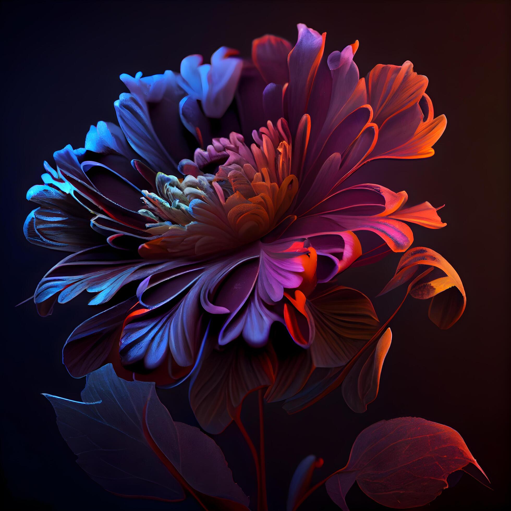 Beautiful flower dahlia on a black background. 3d illustration, Image Stock Free