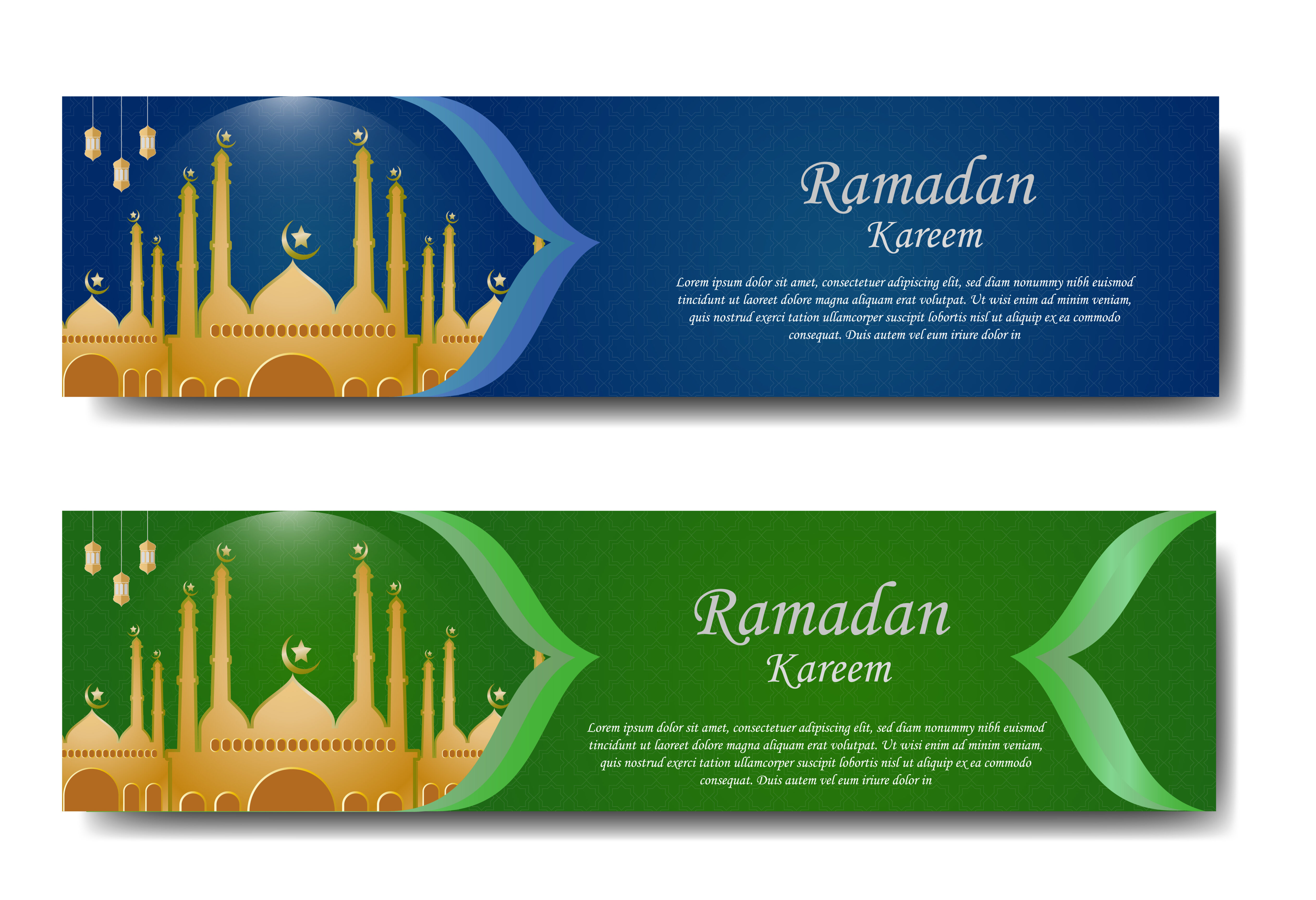 Ramandan Greeting Banner Set Free Vector