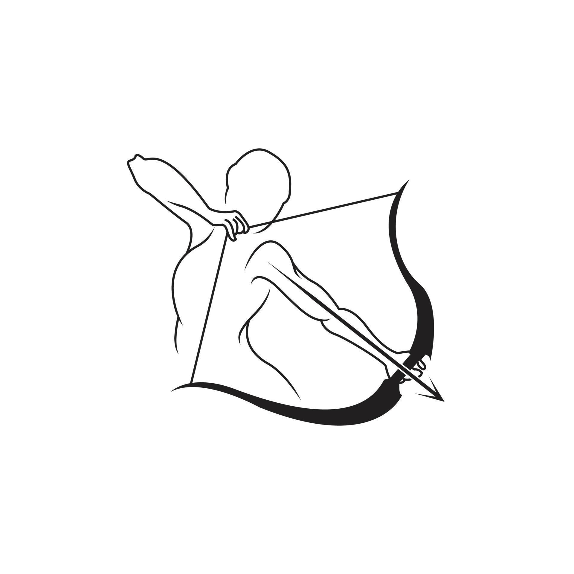 Abstract archery logo. Vector badge concept. Archer with sport bow and target with arrow. Archery competition Stock Free