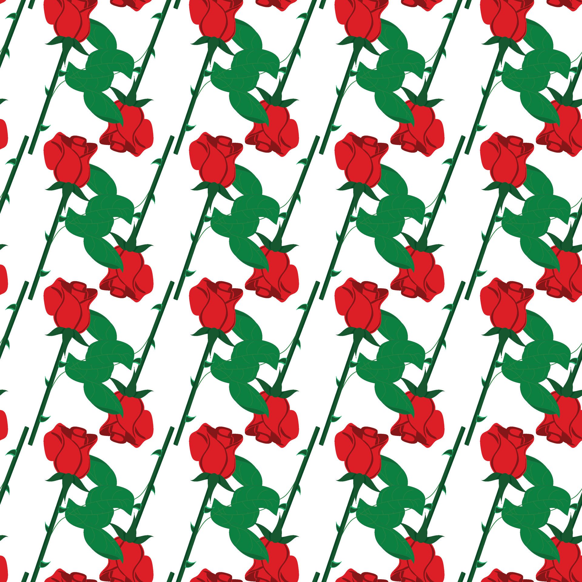 Red rose in flat style. Simple seamless pattern. cool illustration. Free Vector