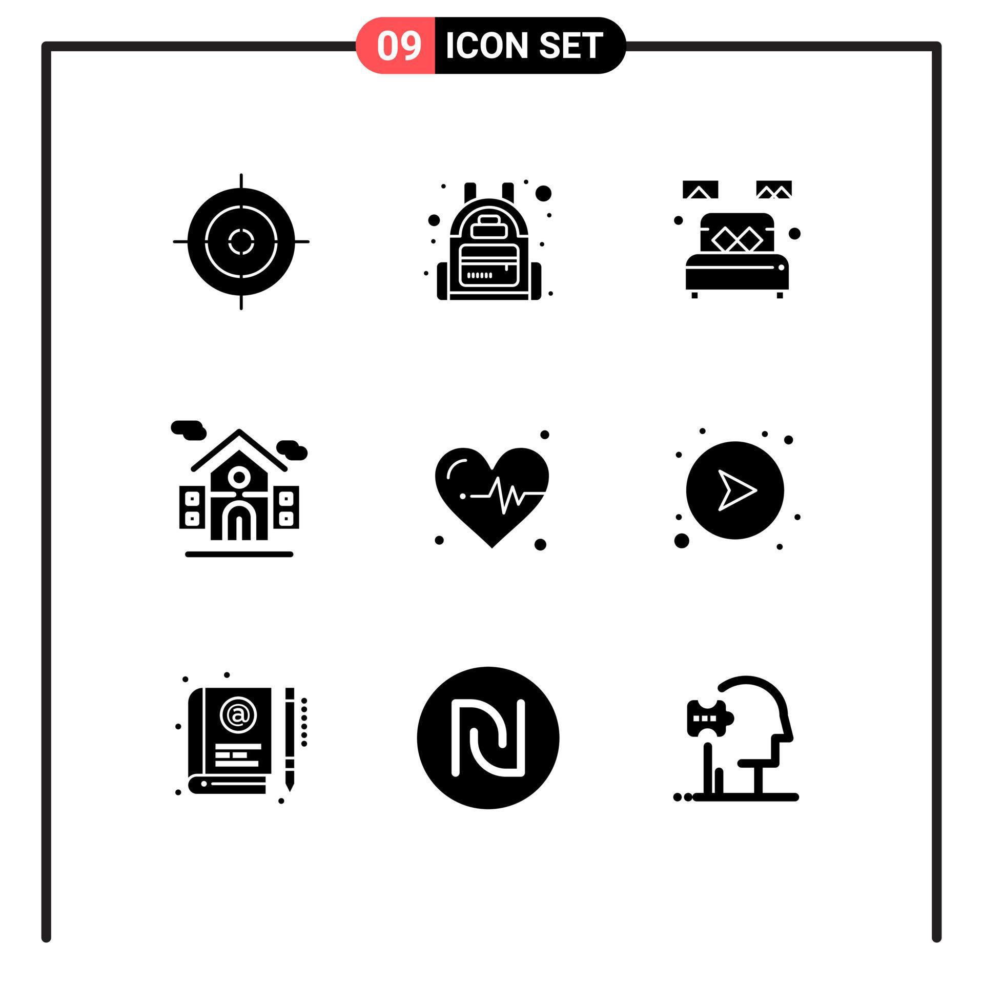 Modern Set of 9 Solid Glyphs Pictograph of arrows heart single medical real estate Editable Vector Design Elements Stock Free