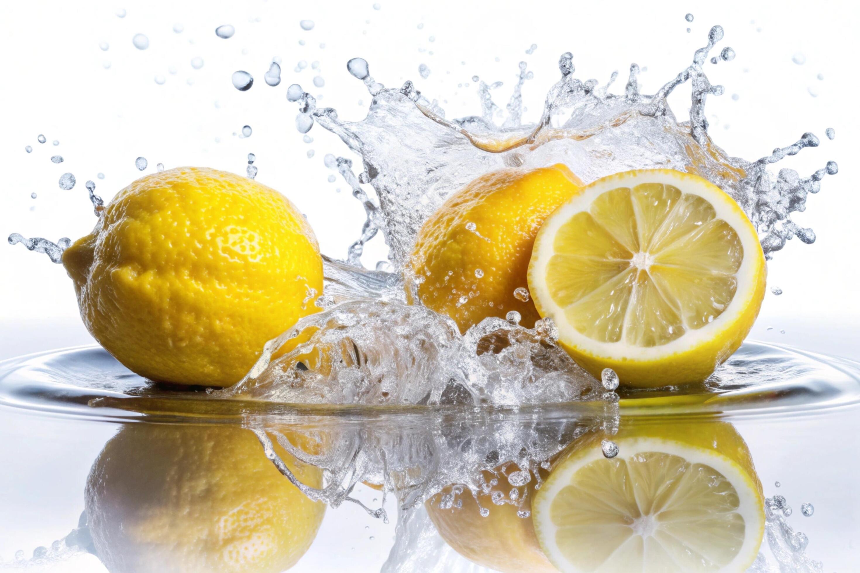 Lemon splashes on white background Stock Free