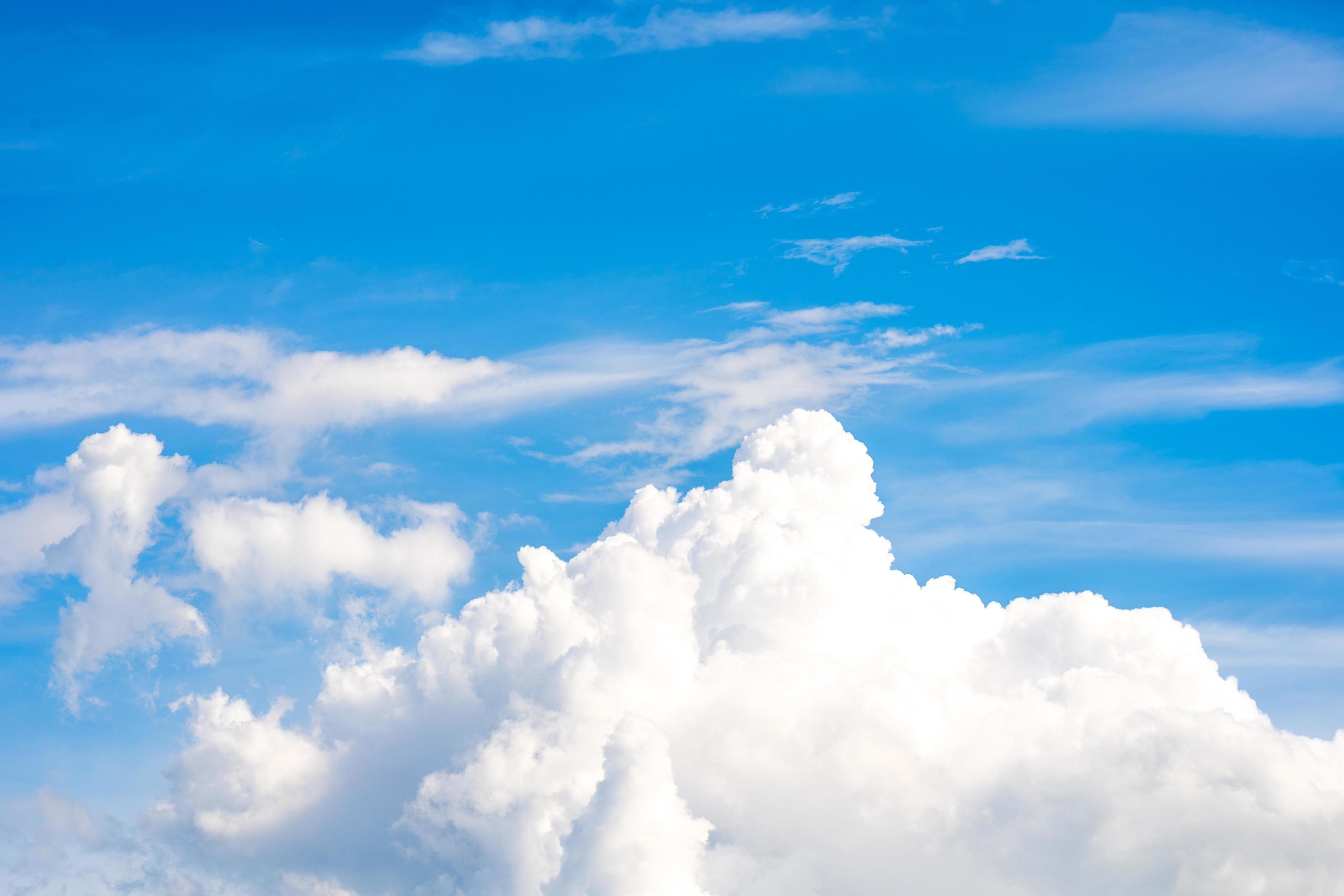 clouds and blue sunny sky, white clouds over blue sky, Aerial view, nature blue sky white cleat weather. Stock Free