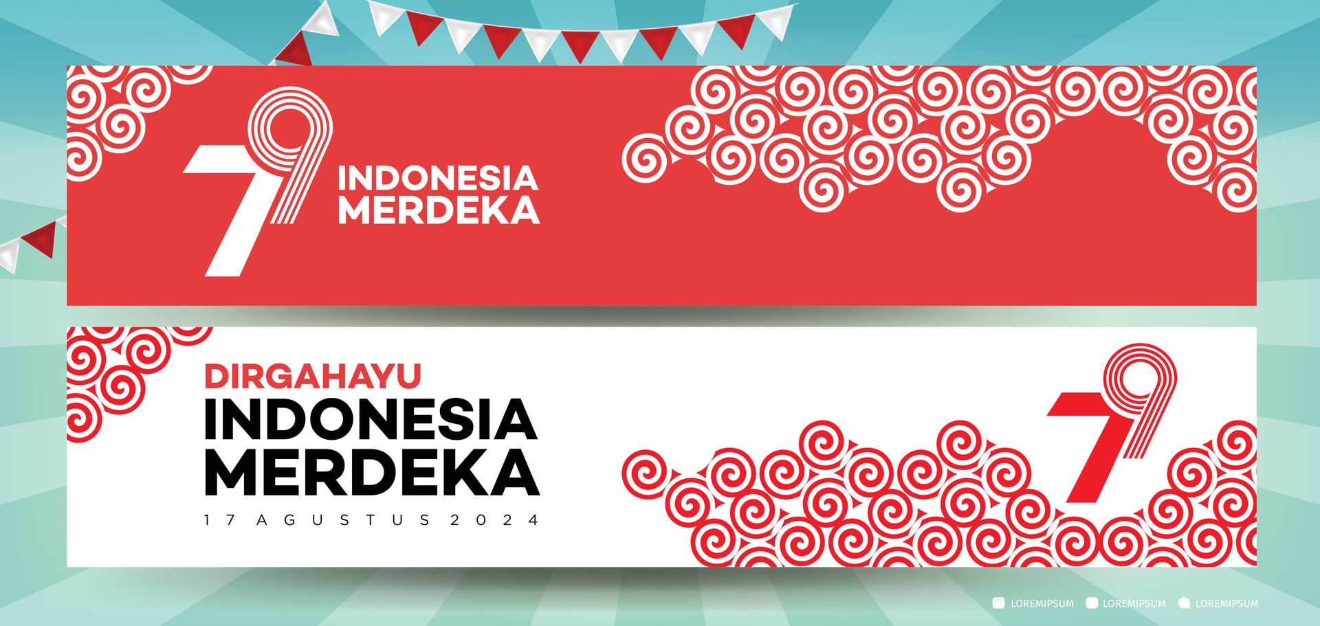 79th Indonesia. Independence Day of the Republic Indonesia. Illustration Poster, Banner Template Design Free Vector