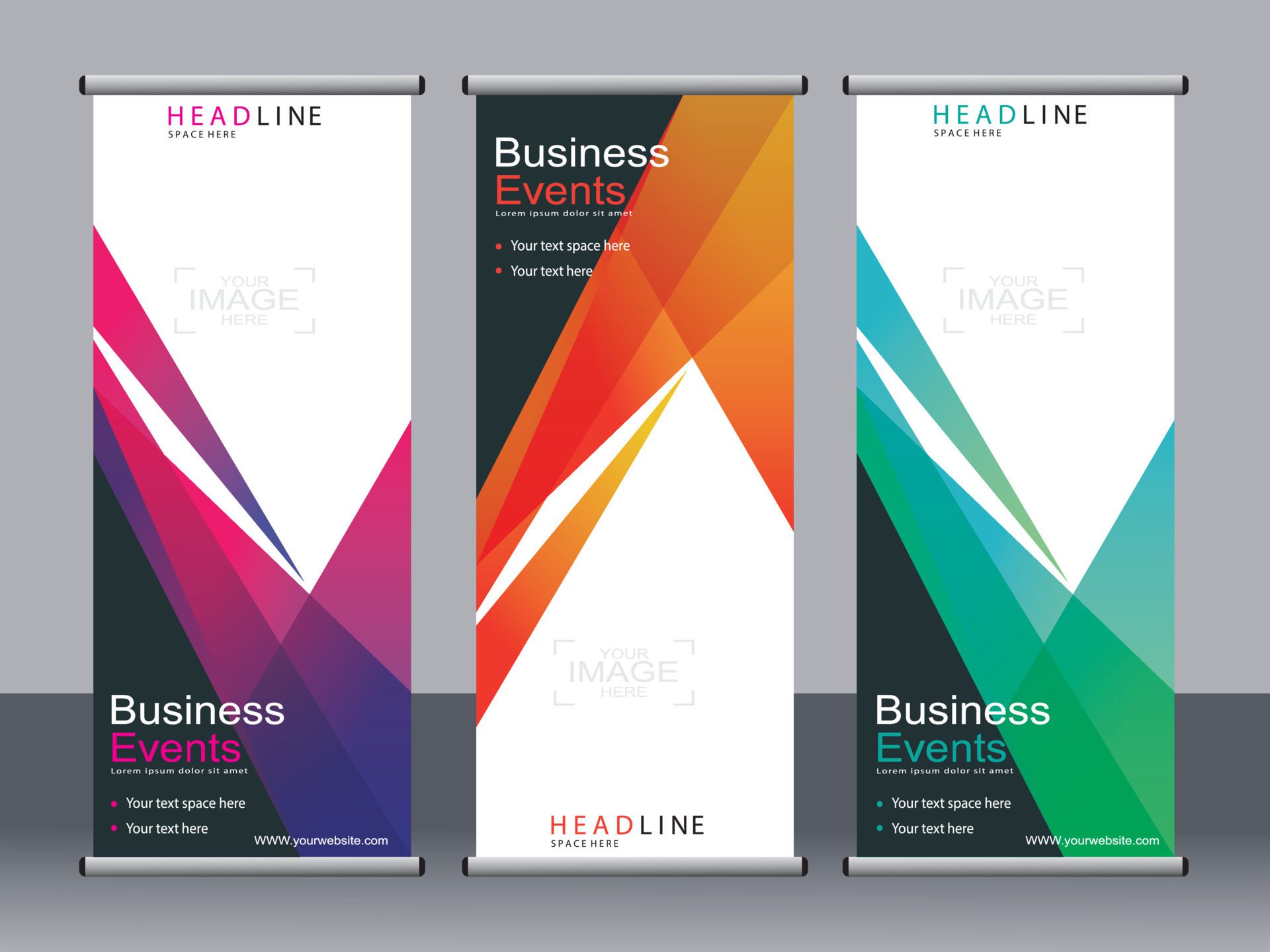 Business banner roll up set standee banner template. Free Vector