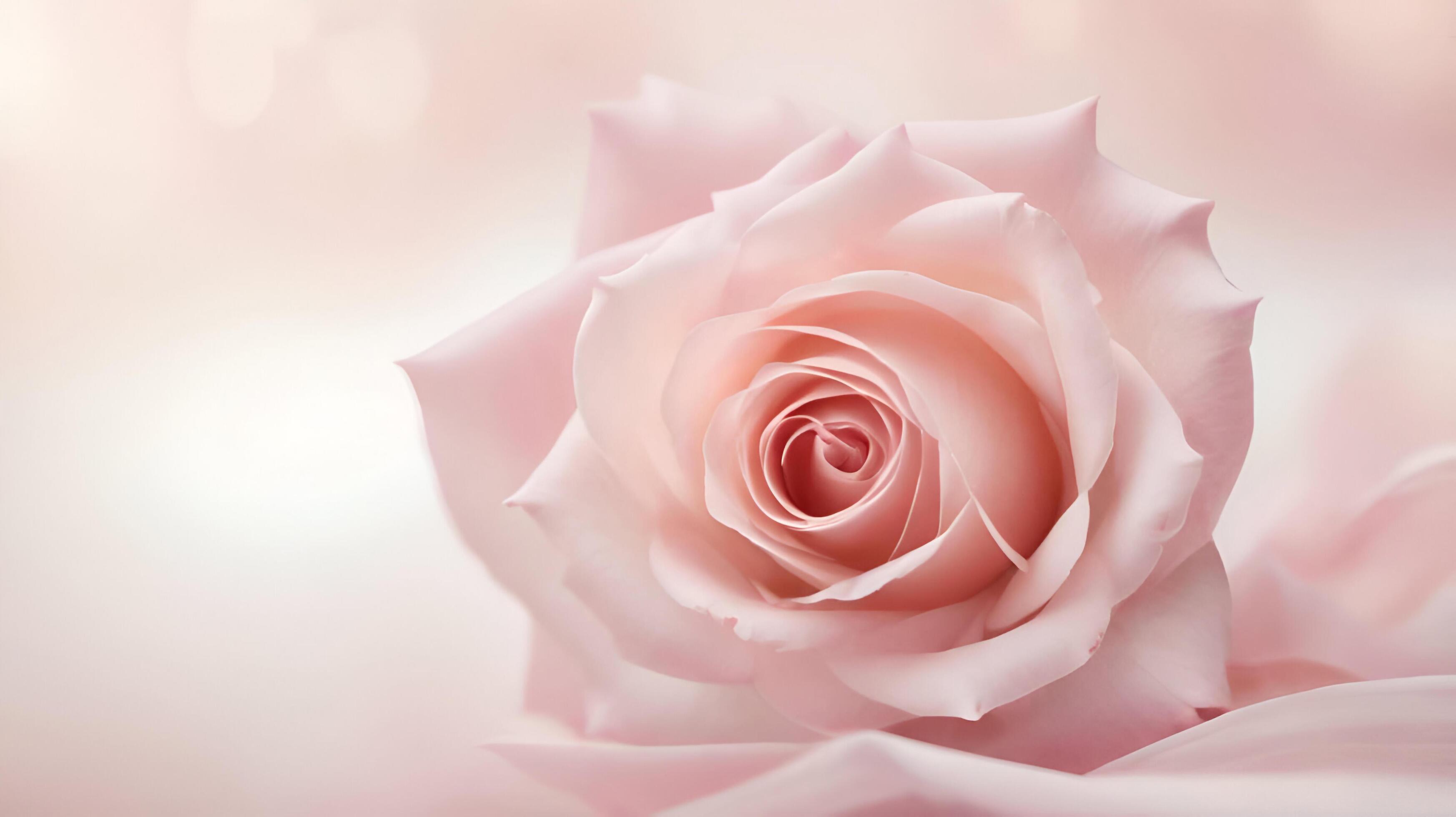 a pink rose is shown in front of a blurred background Stock Free