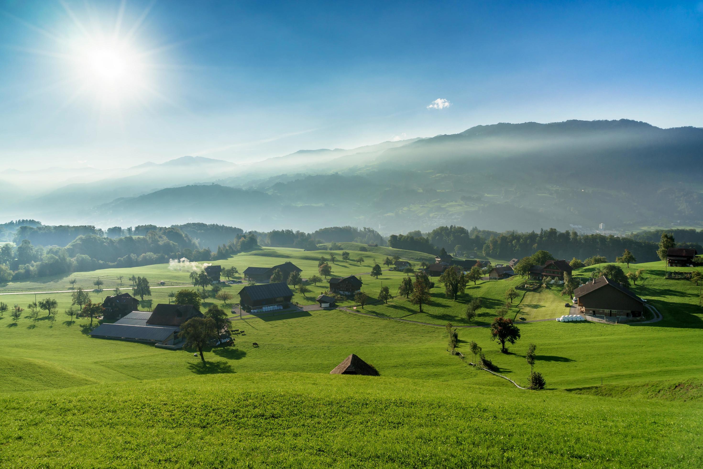 View of the Countryside near Sarnen Obwalden Stock Free