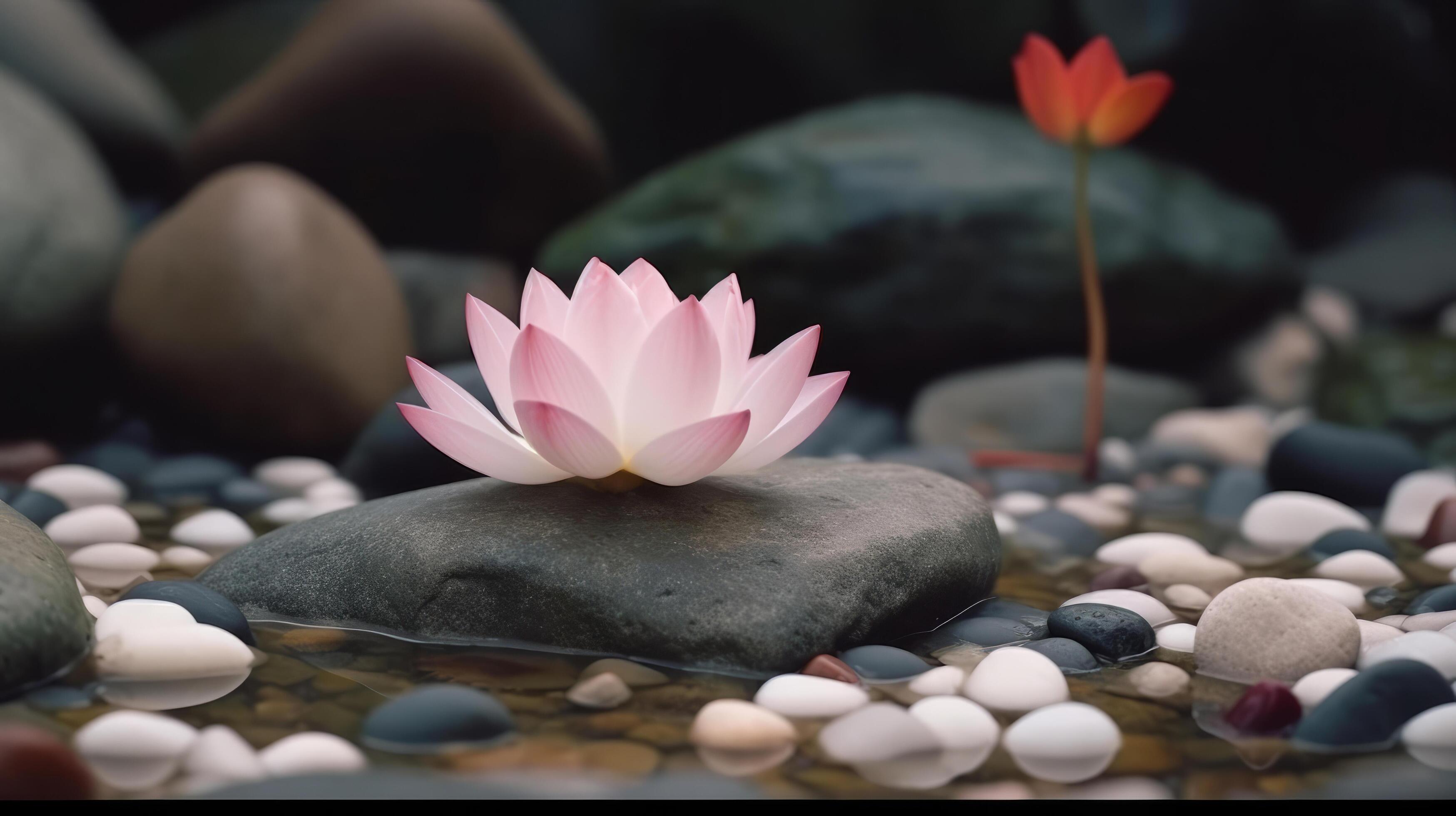 Lotus flower stone background. Illustration Stock Free