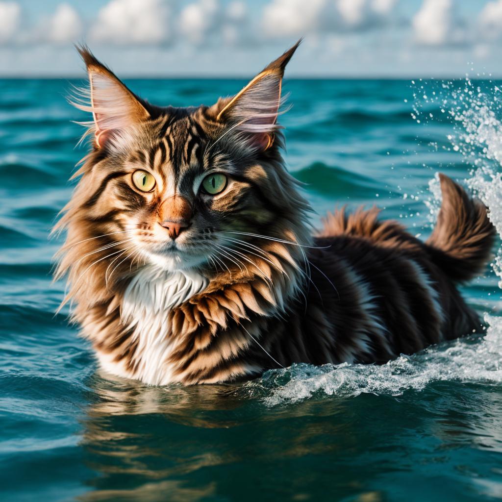 Gato maine coon marrón by @ai_generated