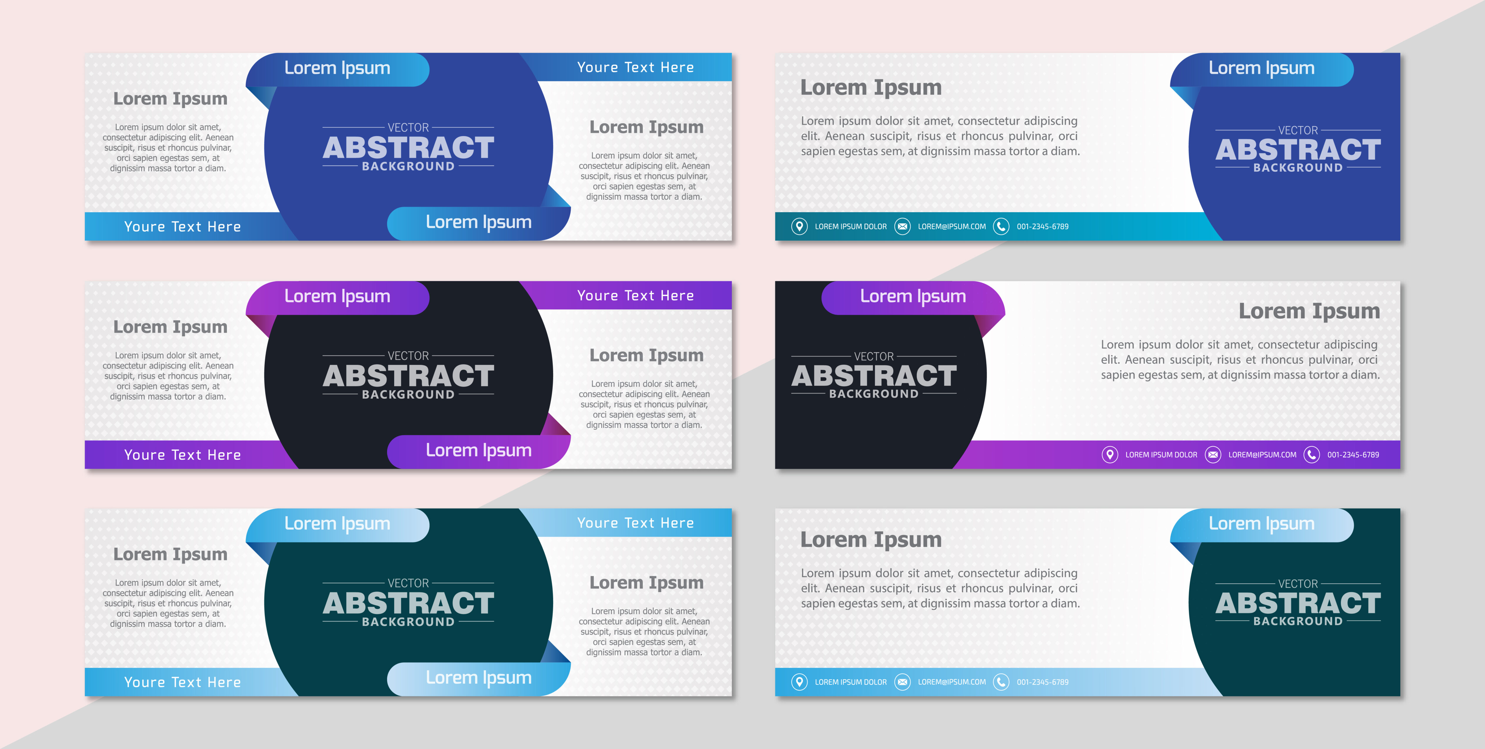 Blue and Purple Web Banners Set Free Vector