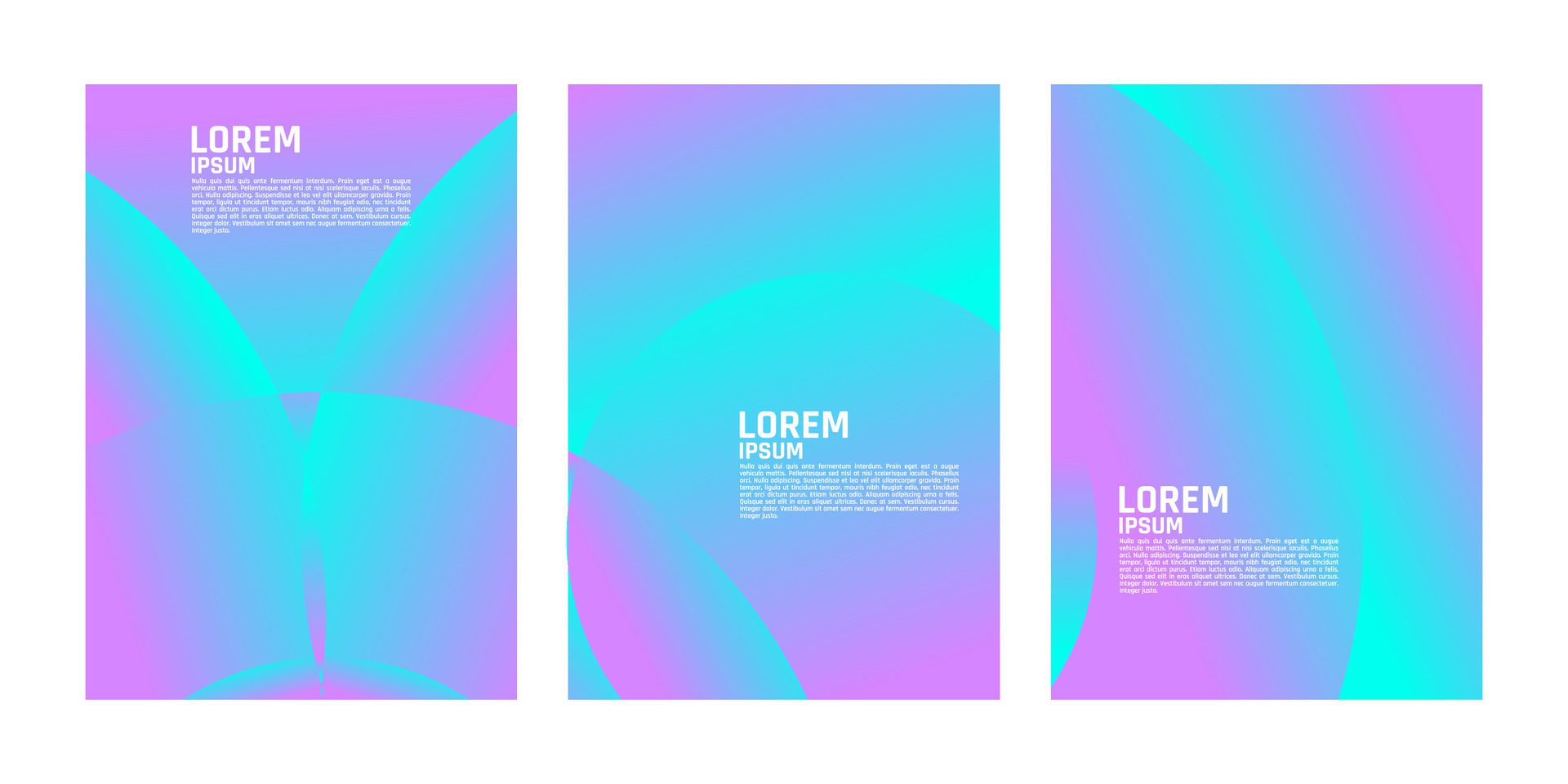 three vertical banners with purple and blue shapes Free Vector