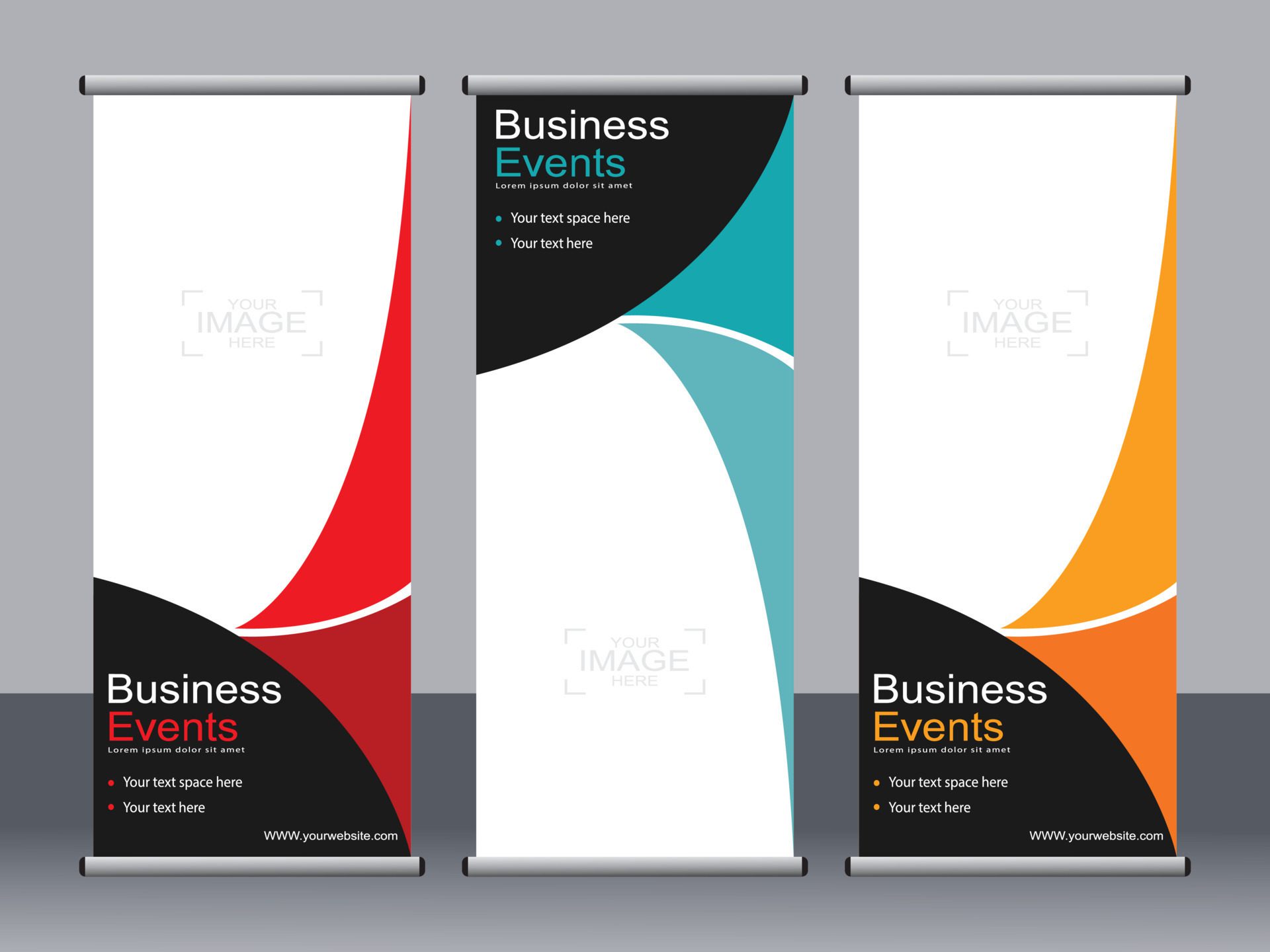 Business banner roll up set standee banner template. Free Vector