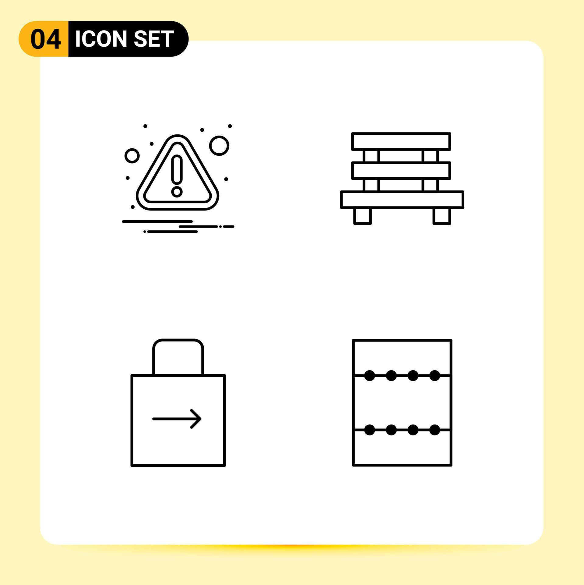 Set of 4 Modern UI Icons Symbols Signs for alert arrow attention element lock pad Editable Vector Design Elements Stock Free and Free SVG