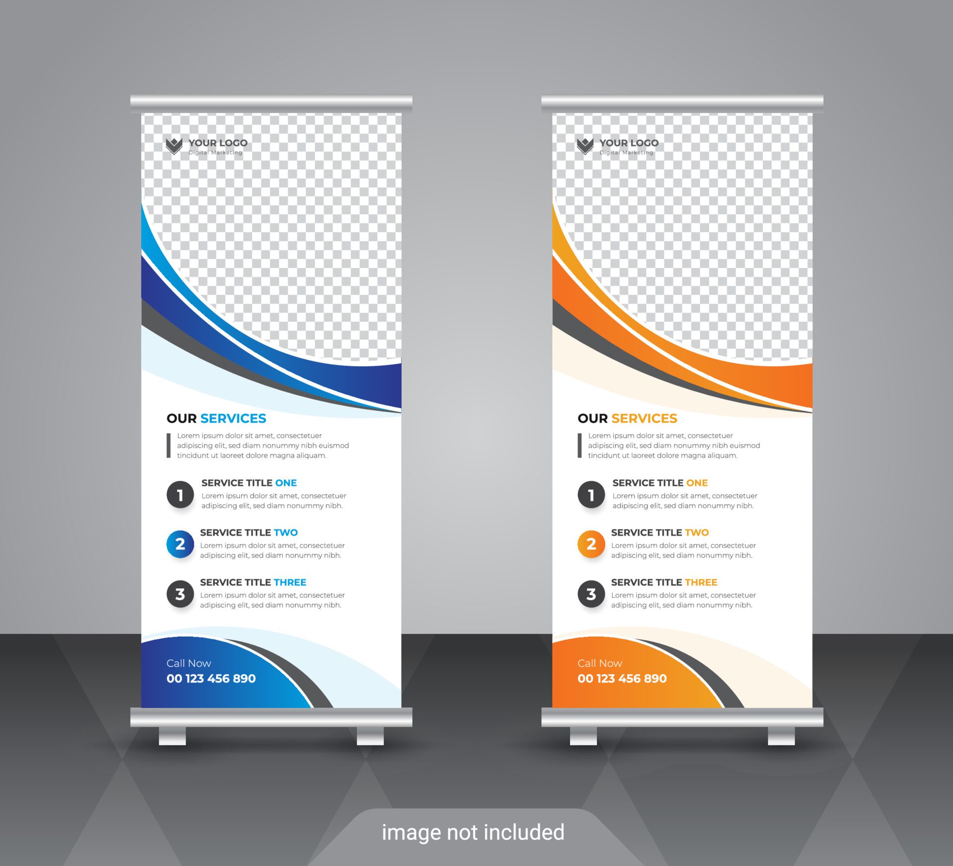 Creative roll up banner design template Free Vector