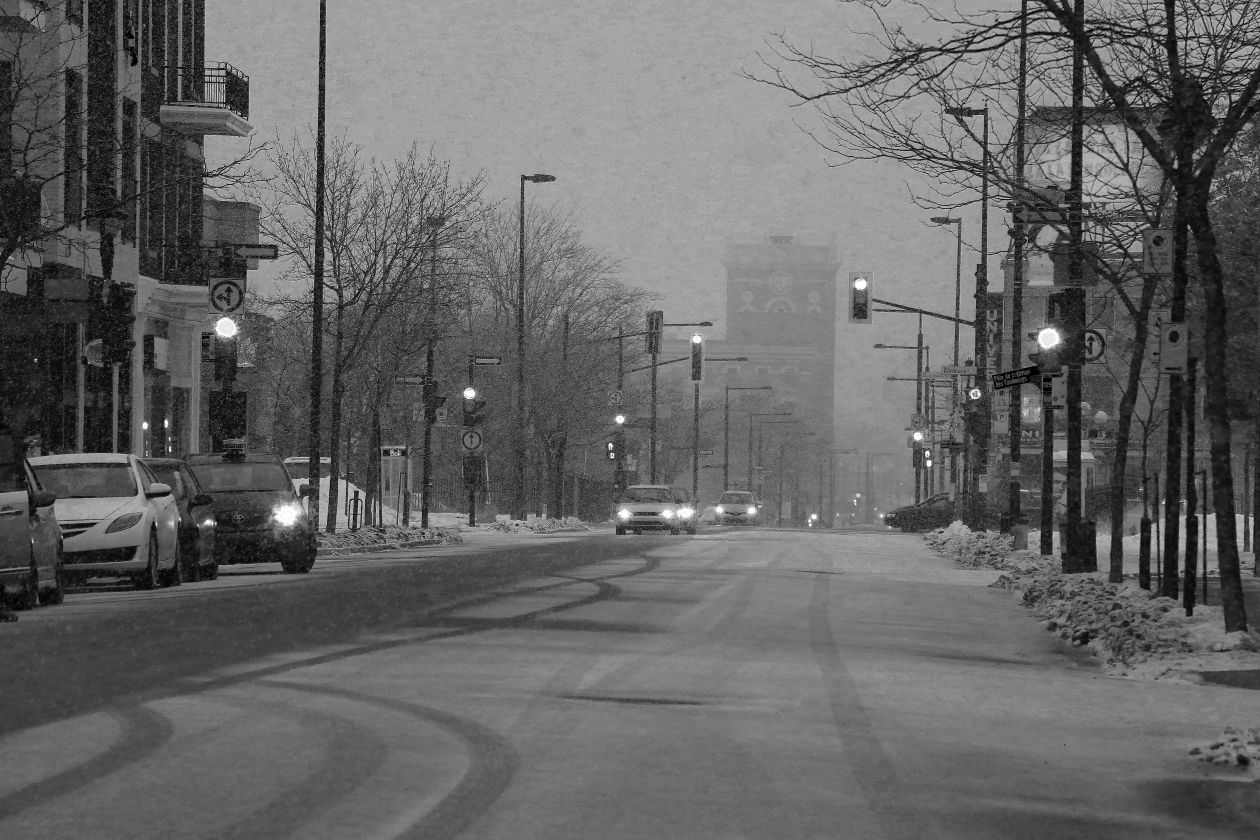 Snowy Darky Urban Street Mornings Stock Free