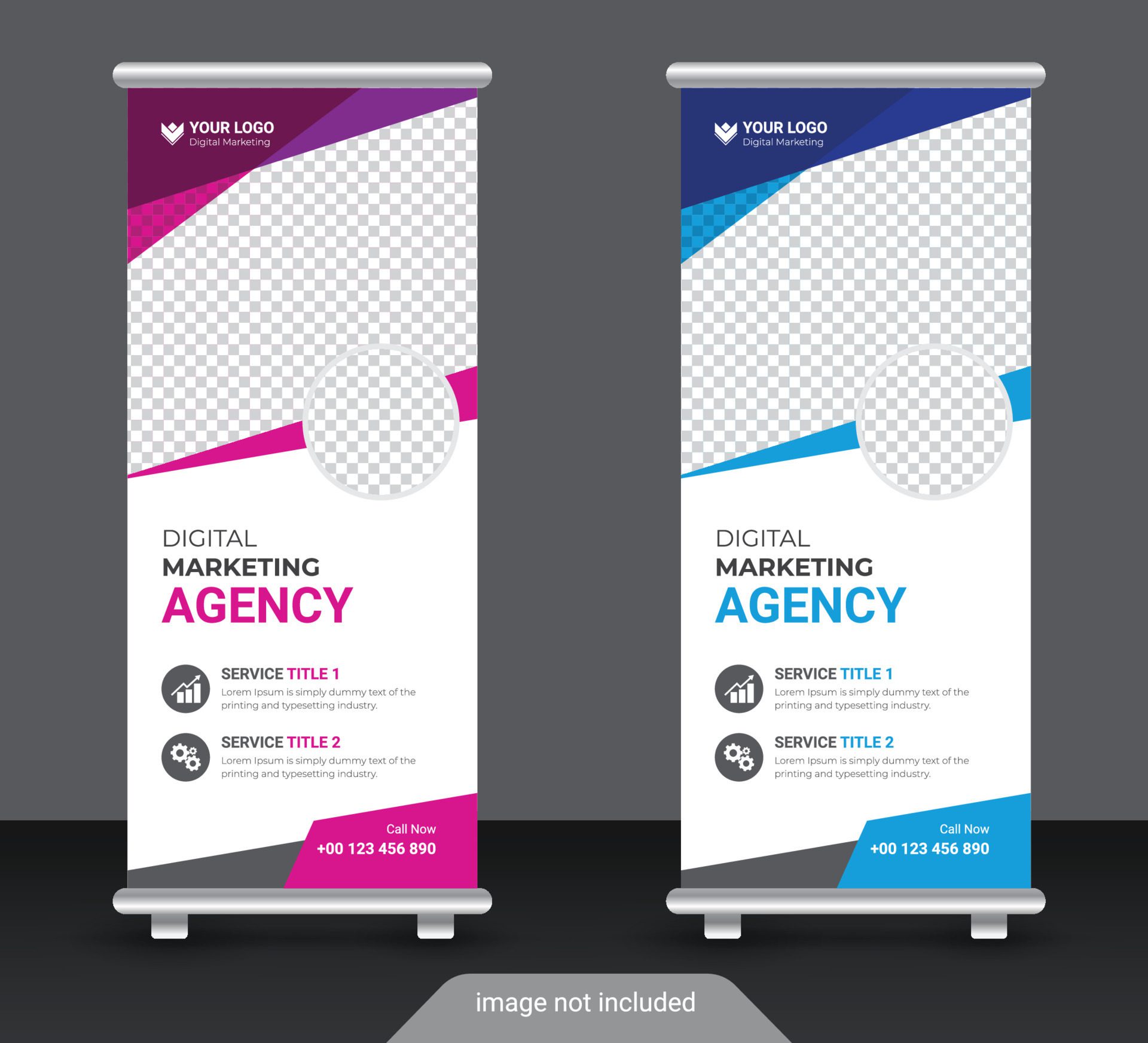 Corporate colorful roll up standee banner design template Free Vector