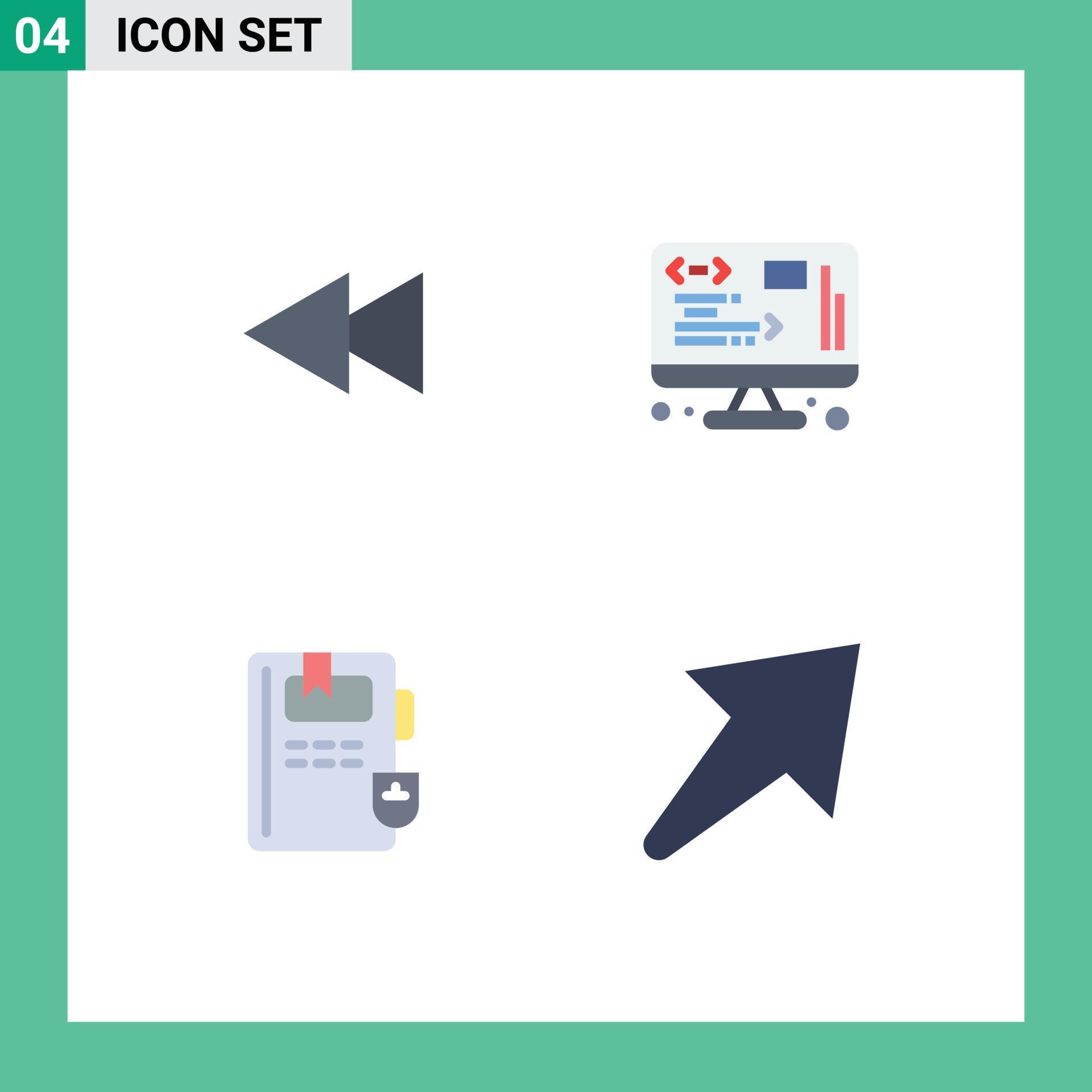 4 Creative Icons Modern Signs and Symbols of arrow education rewind management arrow Editable Vector Design Elements Stock Free