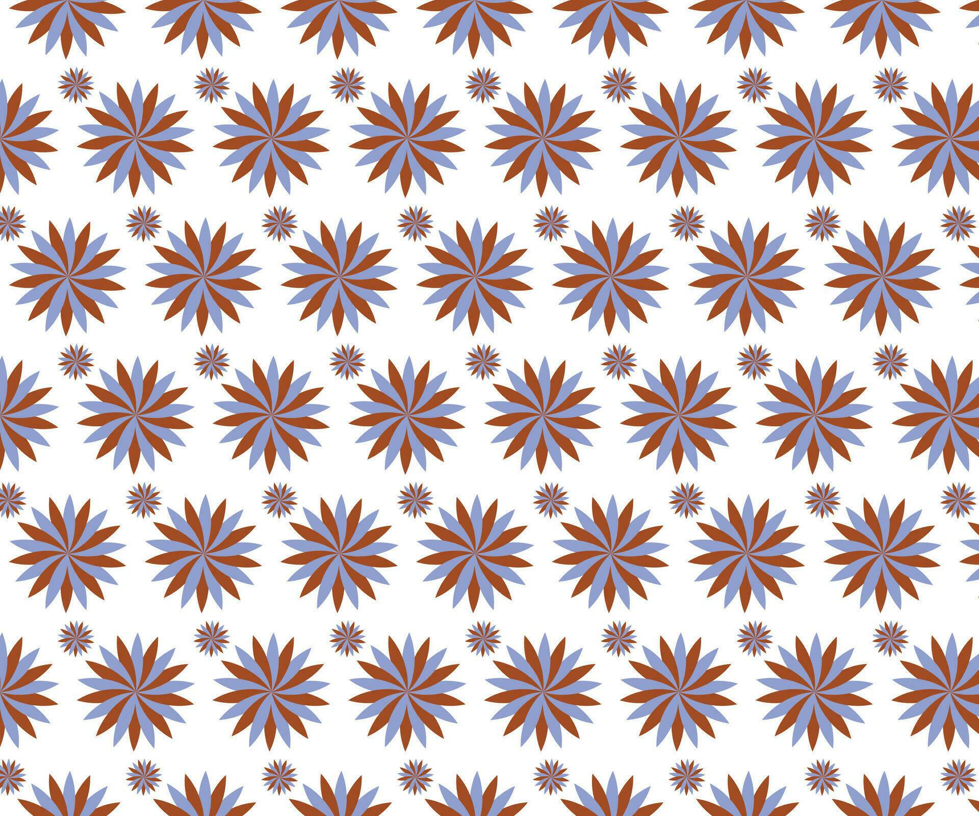 a pattern with orange and blue flowers on a white background Stock Free