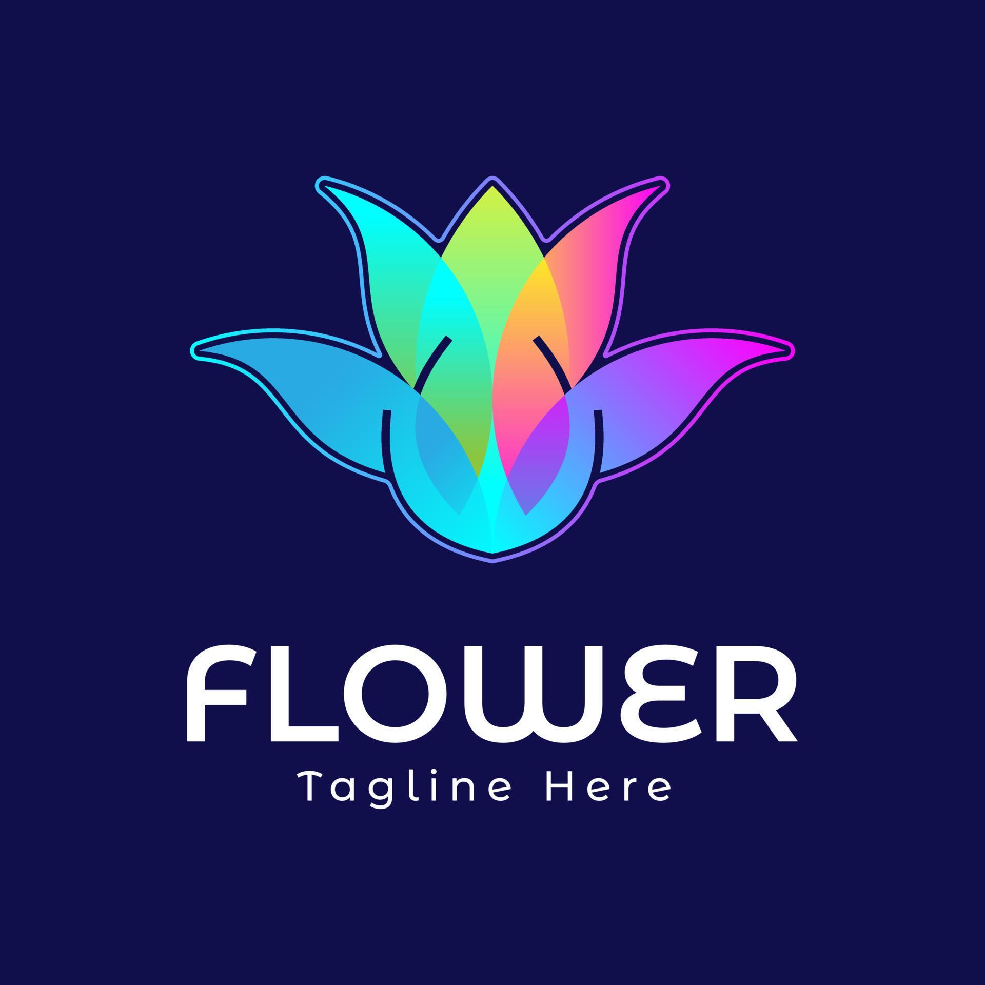 Colorful flower with rain style cool creative icon logo vector design Stock Free and Free SVG