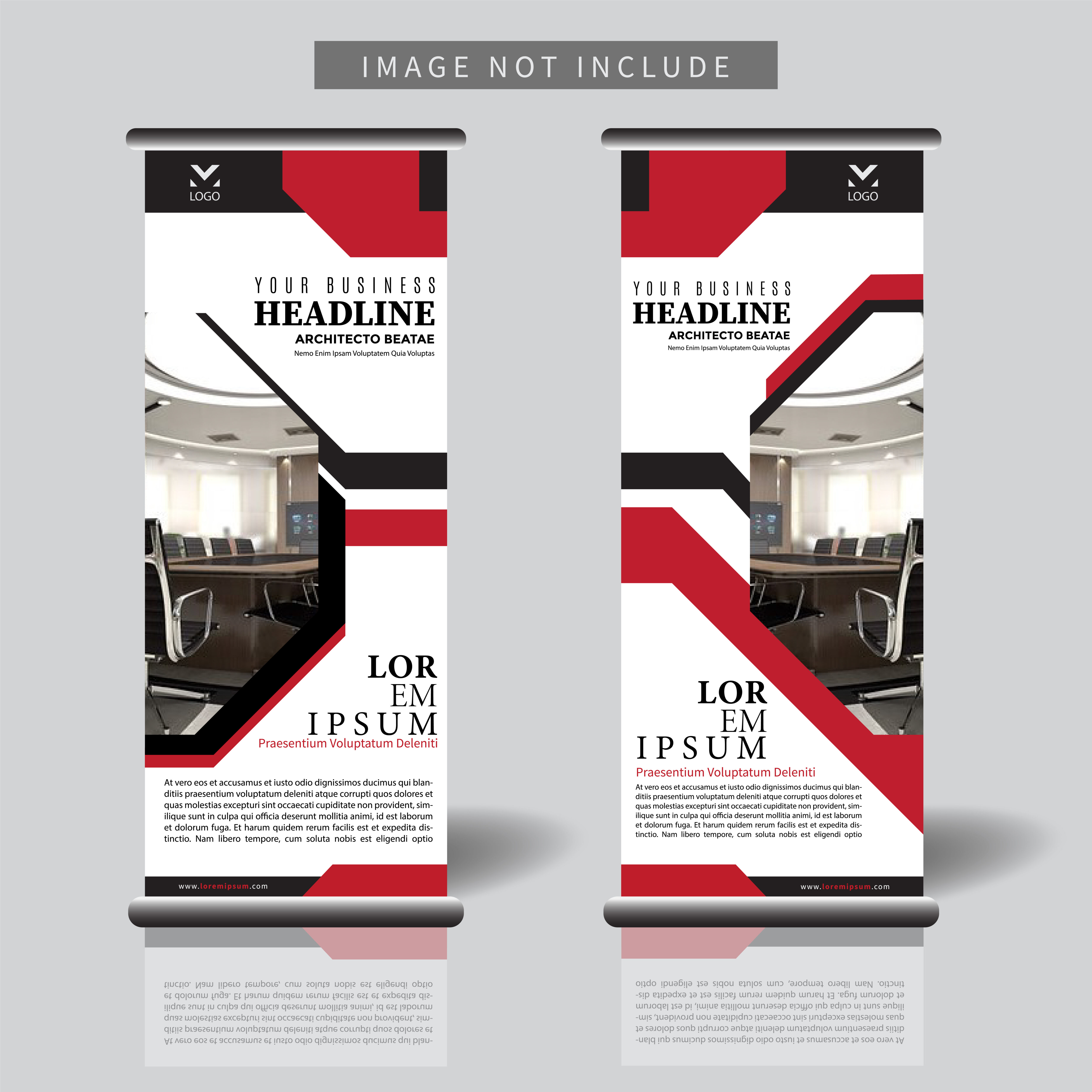 roll up banner template with red and black geometric shape cutout Free Vector