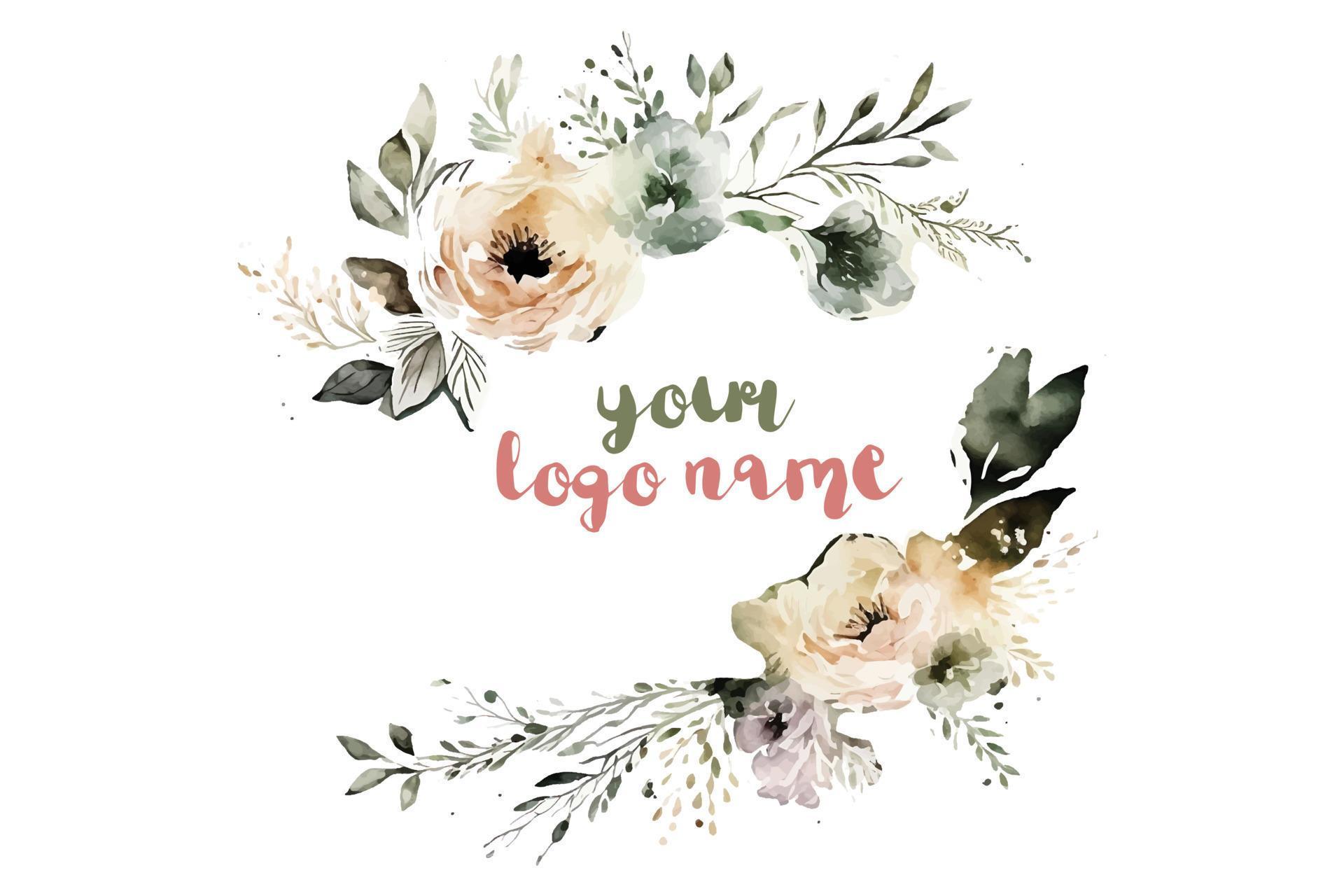 Watercolor Floral Logo, Round Floral Logo, modern Watercolor Logo, Logo Design, Calligraphy Logo, Floral Logo, Flower Logo Stock Free