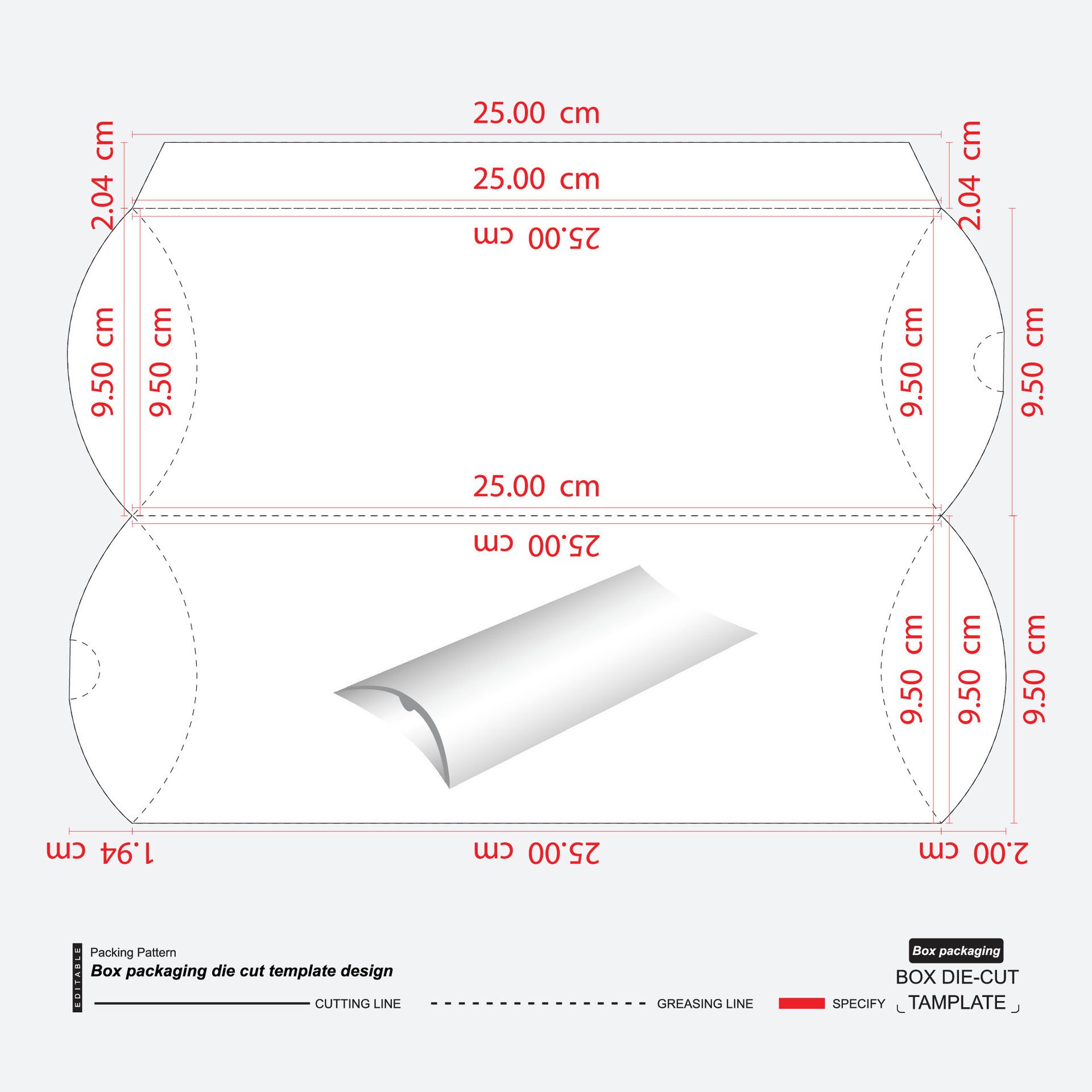 pillow box pattern packaging Free Vector