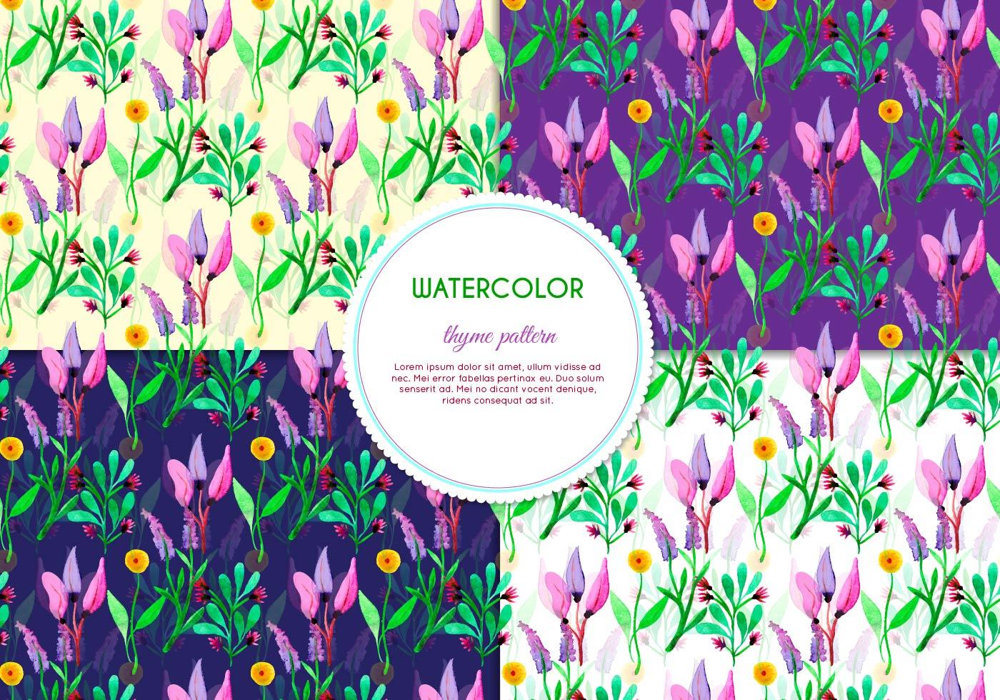 Purple Flower and Thyme Vector Patterns Stock Free and Free SVG