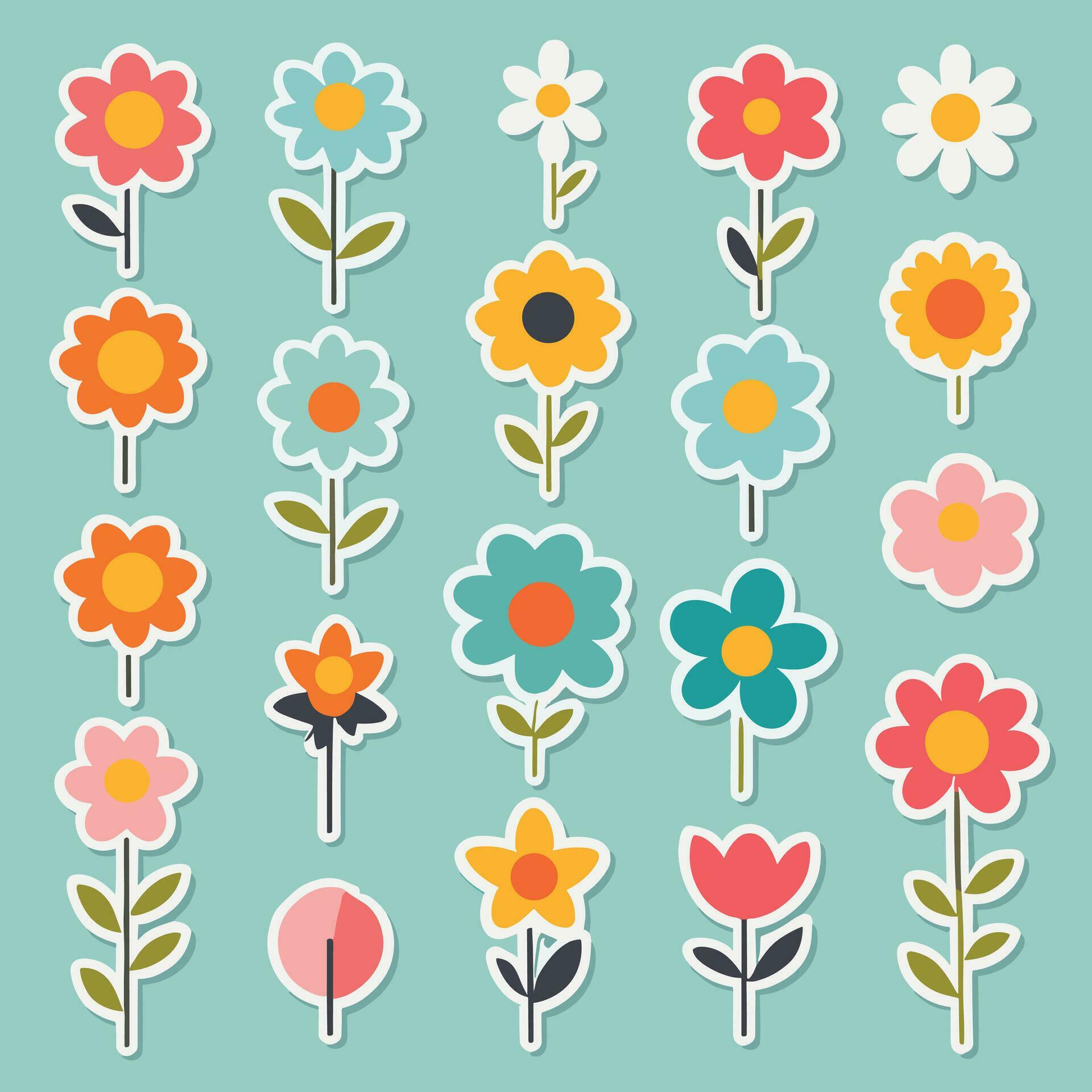 Flower sticker collection Stock Free