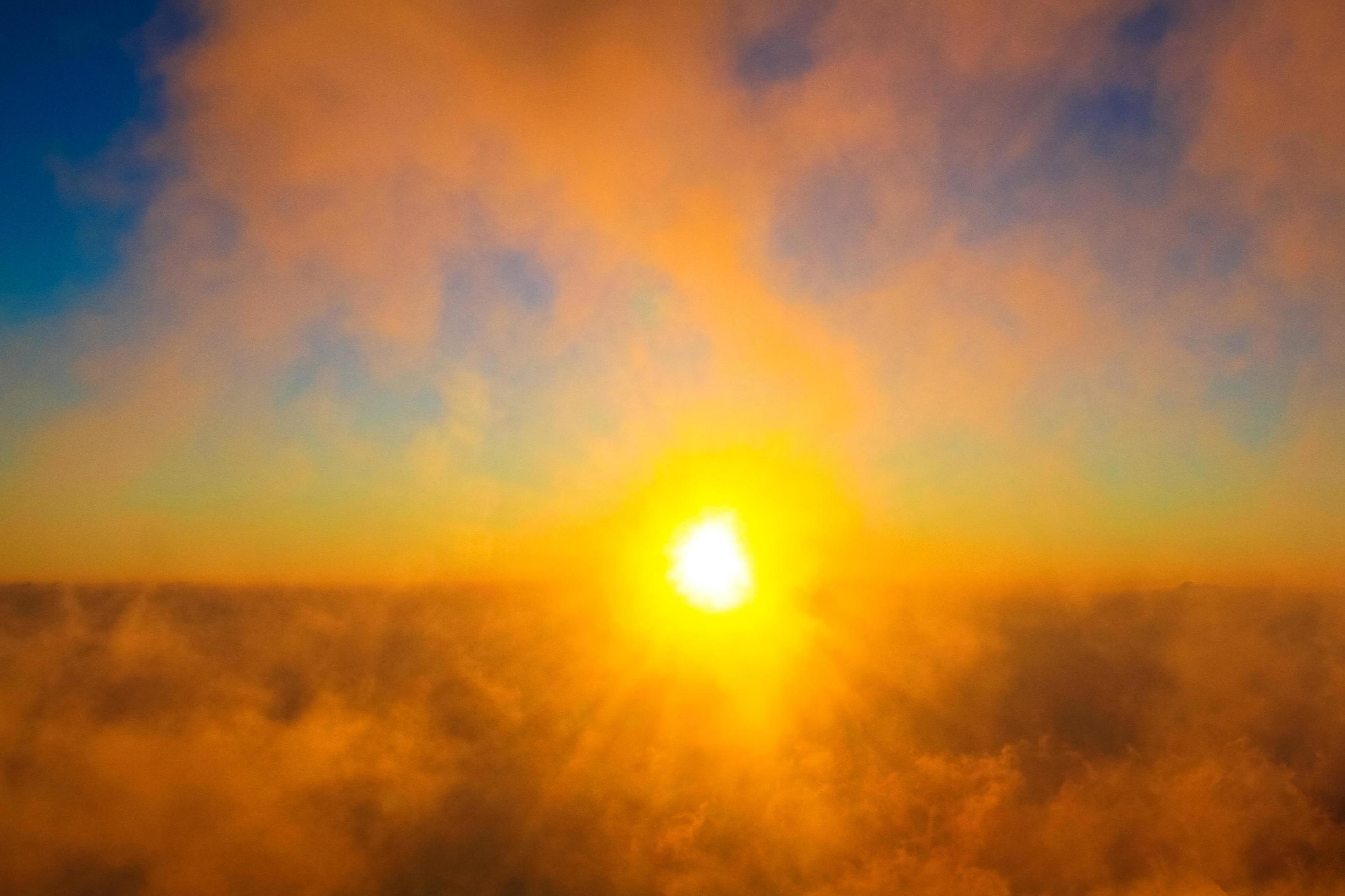 Golden light in Forested and mountain with sunrise in morning mist.Fog cover the jungle hill in Thailand Stock Free