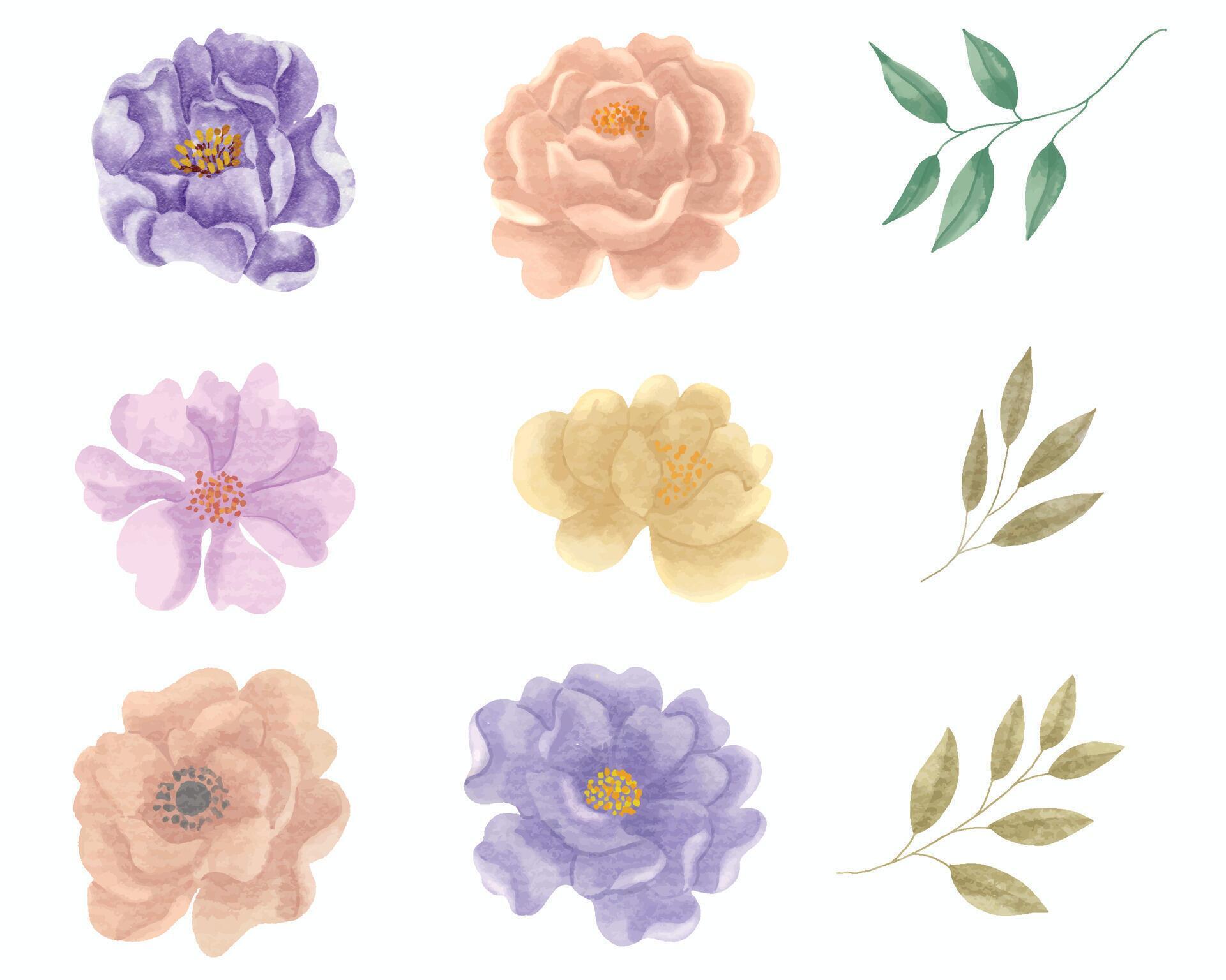 Purple and Vintage Brown Flower Watercolor Stock Free