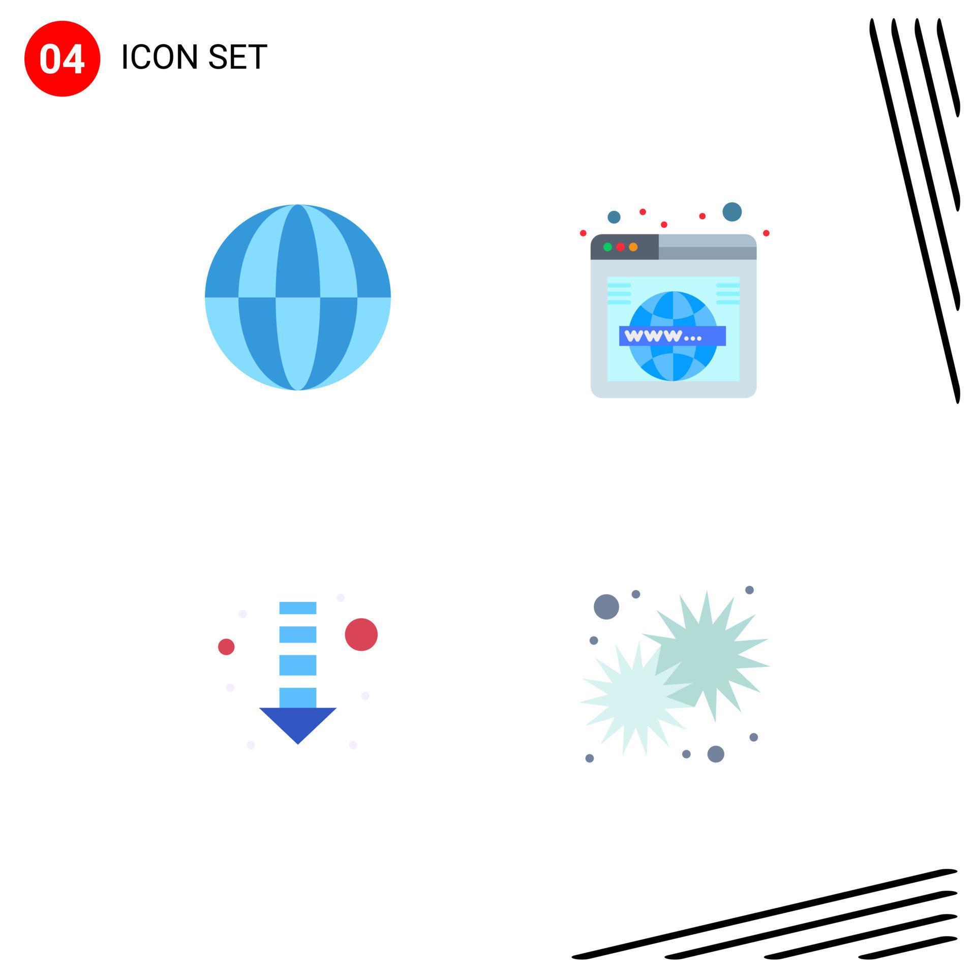 Modern Set of 4 Flat Icons Pictograph of earth arrow internet web down Editable Vector Design Elements Stock Free