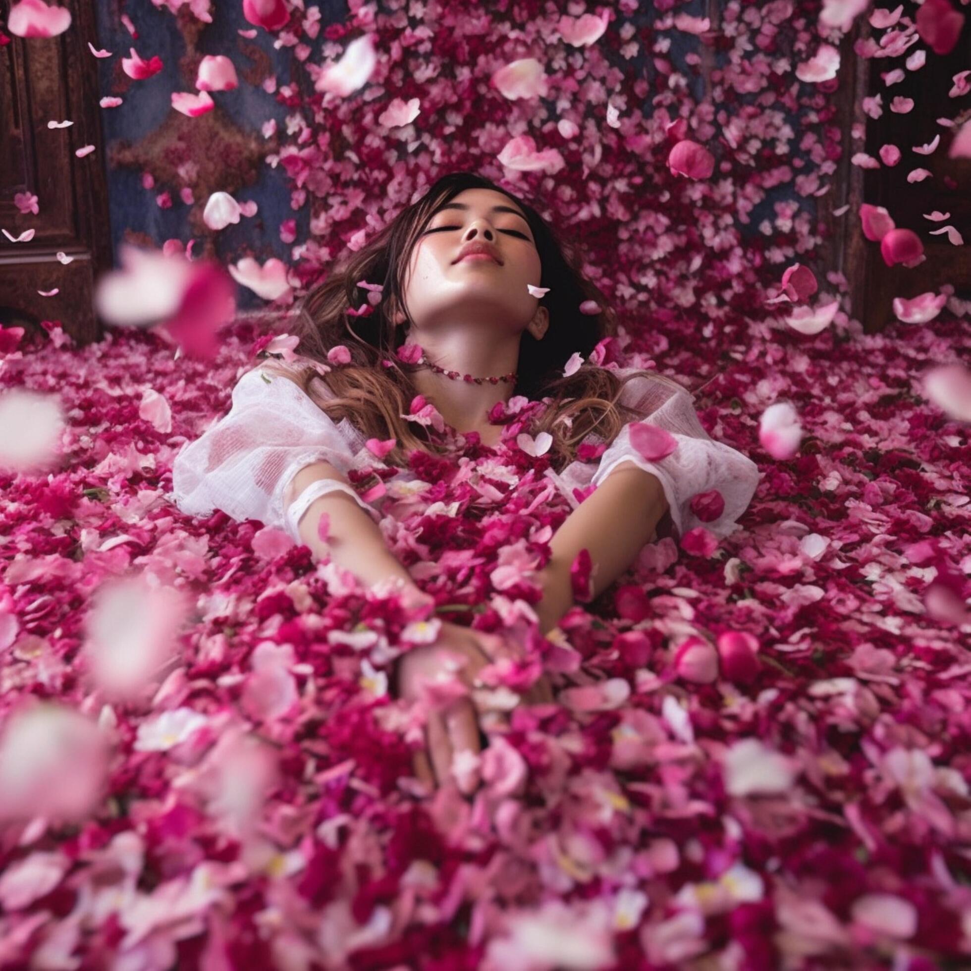 photo of Bathing in flower petals Stock Free