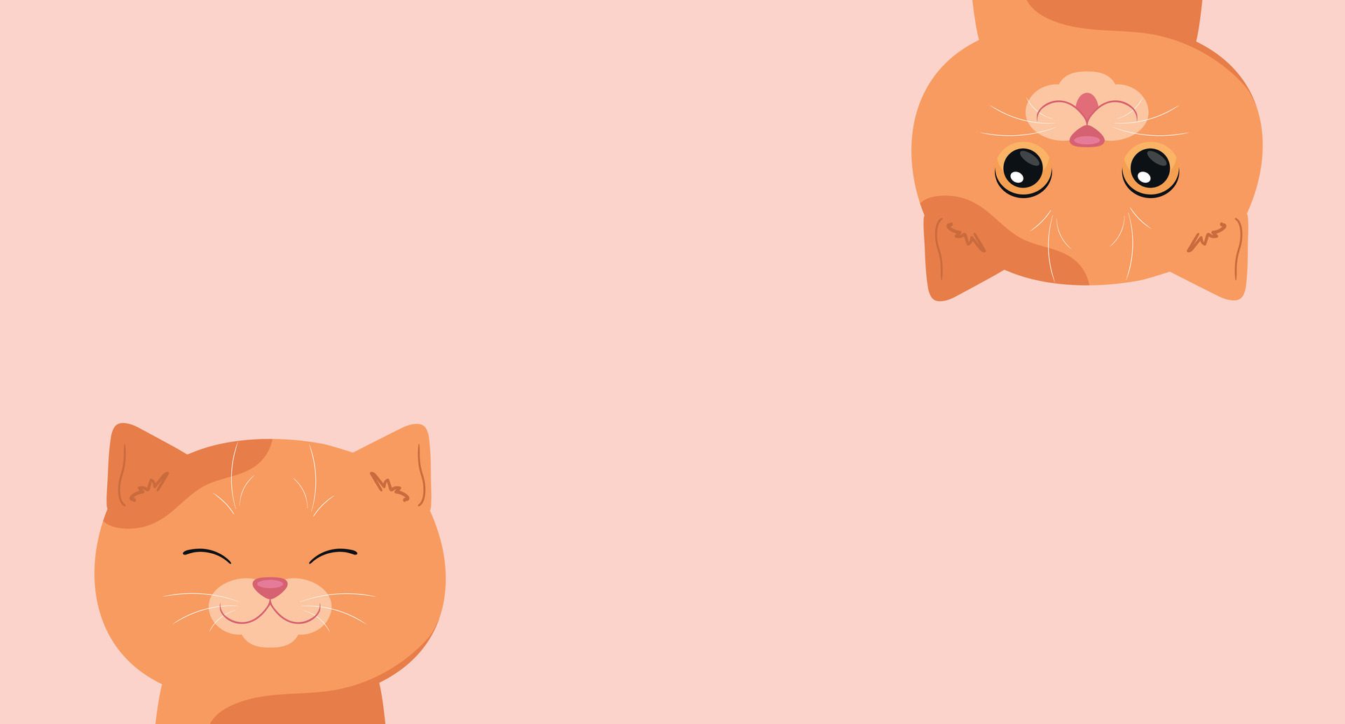 Banner with cartoon ginger cats. Emotional cat hanging upside down. Cute template. illustration Free Vector