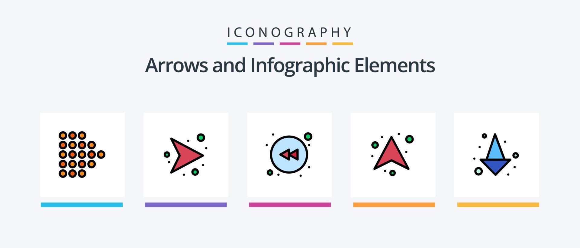 Arrow Line Filled 5 Icon Pack Including curved. arrow. arrows. right. forward. Creative Icons Design Stock Free