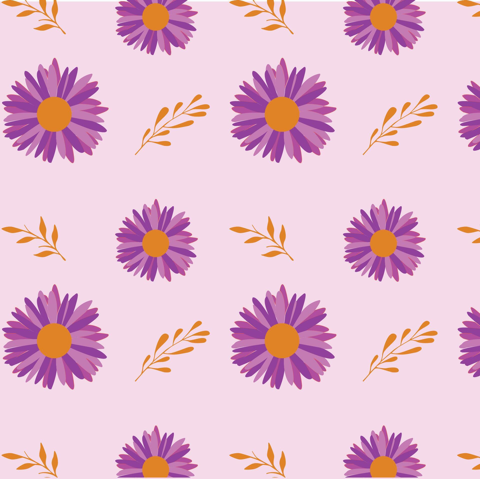 flower seamless pattern on pink background. Pro Vector