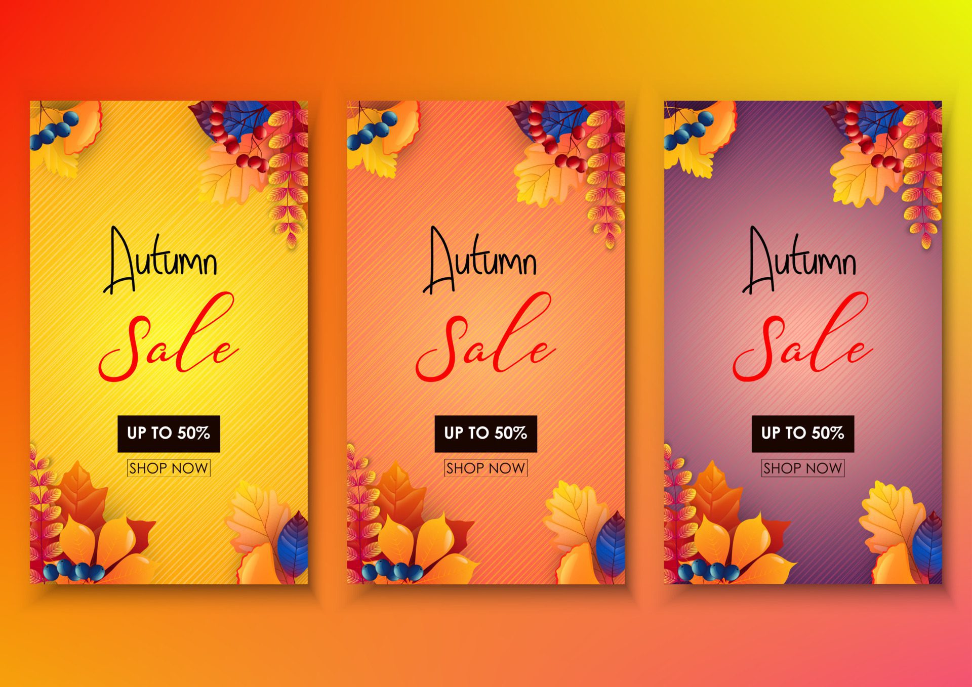 Vector illustration of Set of autumn sale banner template Free Vector