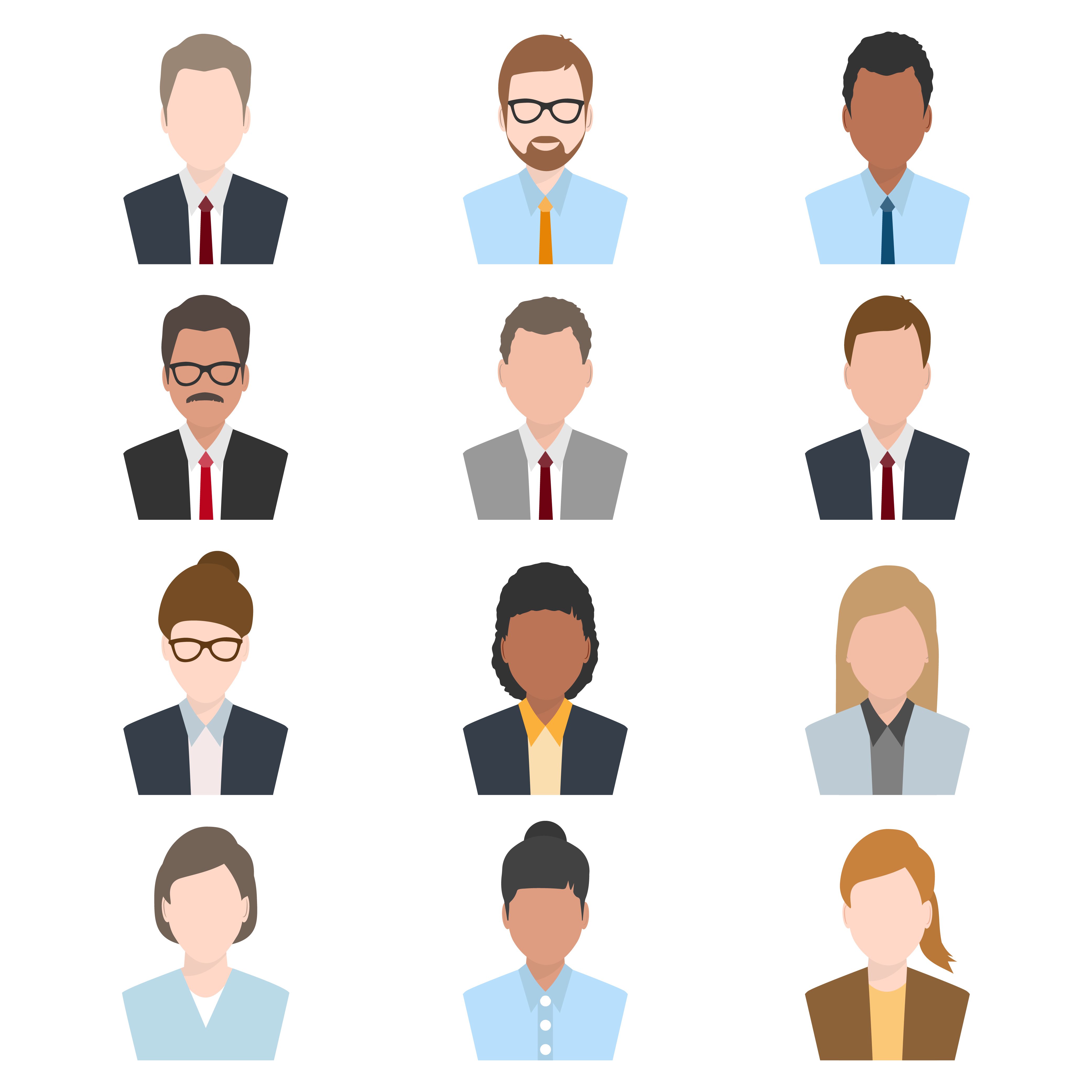 Flat style set of people avatars Free Vector