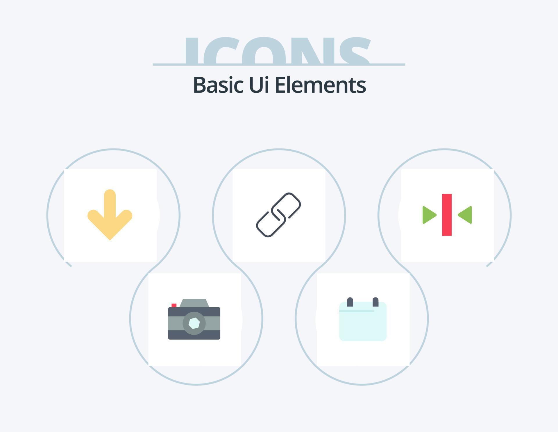 Basic Ui Elements Flat Icon Pack 5 Icon Design. pause. metal. arrow. pin. clip Stock Free