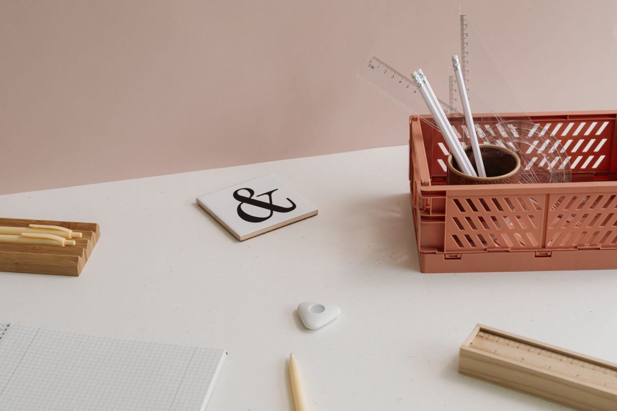 Pastel and Minimalist Stationery Aesthetic Collection: Modern Desk Accessories and School Supplies Stock Free