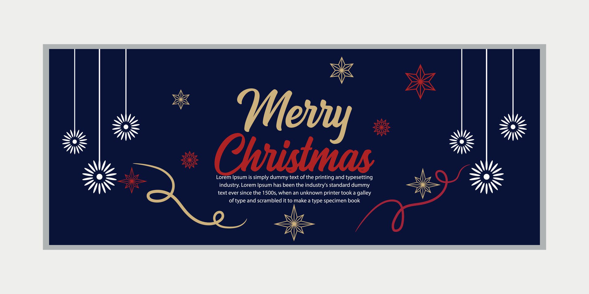 merry christmas banner set and happy new year banner, social media cover and web banner,Merry Christmas design for greeting card, Free Vector