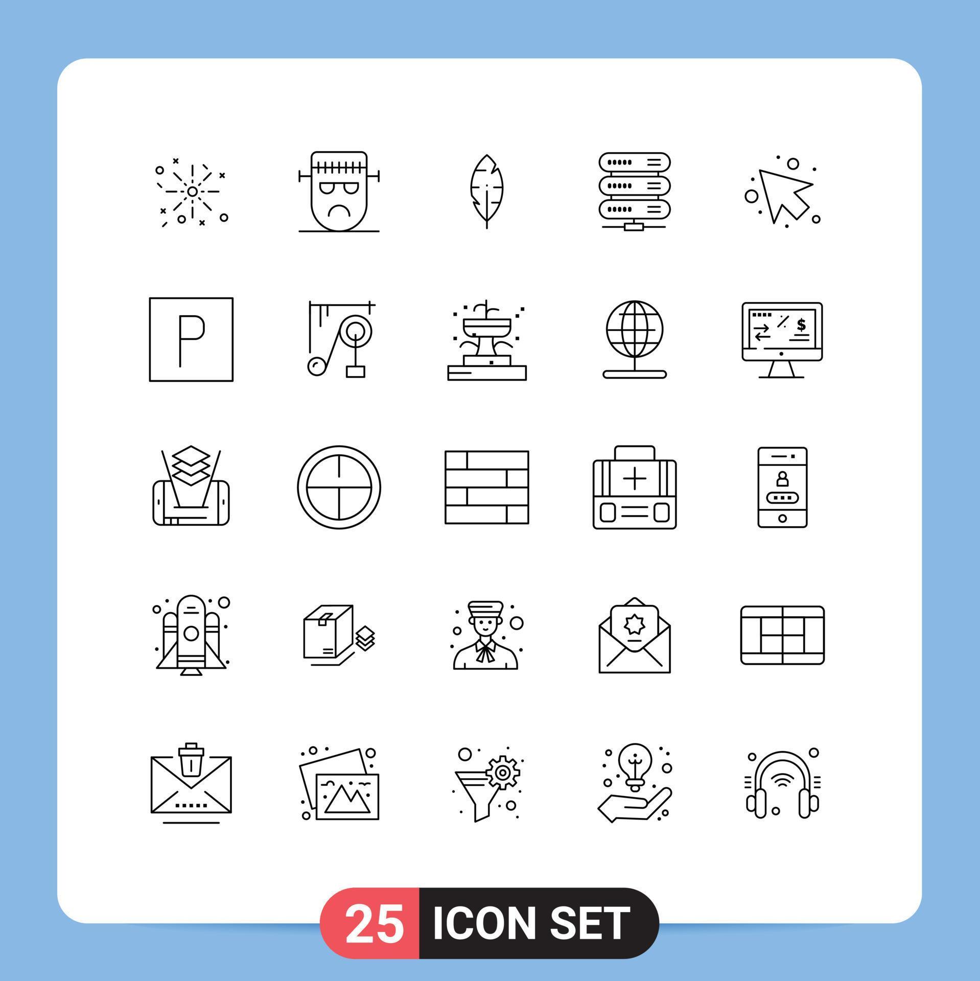 
									Set of 25 Modern UI Icons Symbols Signs for left arrow feather storage data Editable Vector Design Elements Stock Free and Free SVG