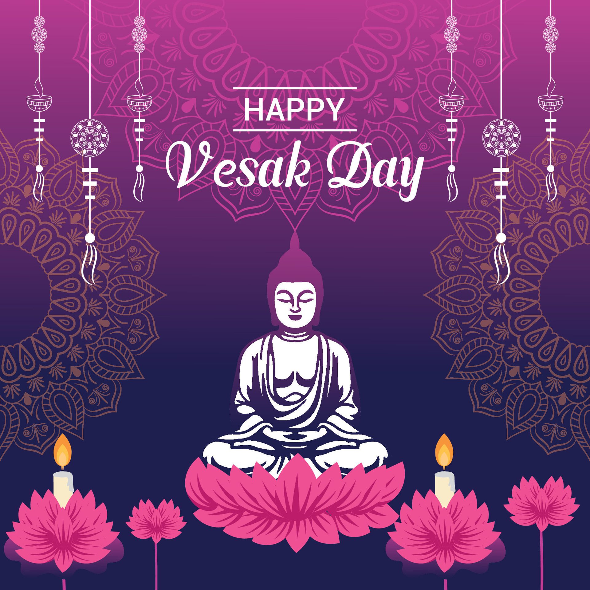 Flat vertical poster template for vesak day illustration festival celebration social media post and vesak day Banner Free Vector