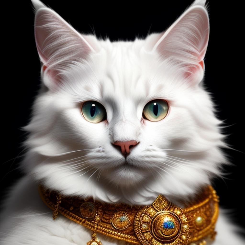 White king-cat turkish angora by @ai_generated