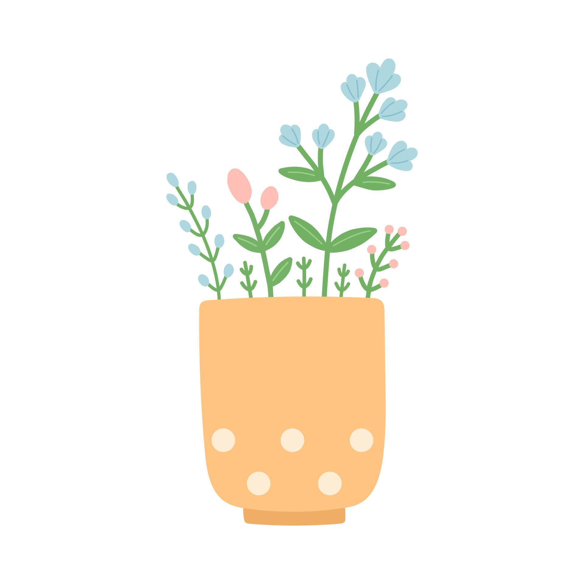 Flower in beautiful cup, flat design vector illustration Stock Free