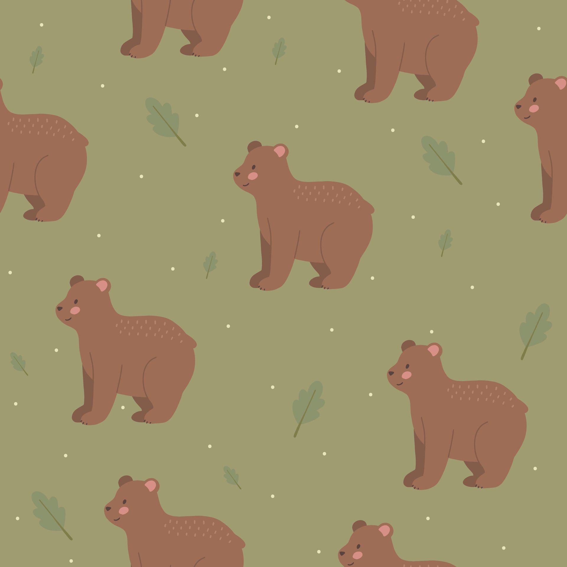 Cute bear seamless pattern hand drawn cute kids background vintage retro pallete Free Vector