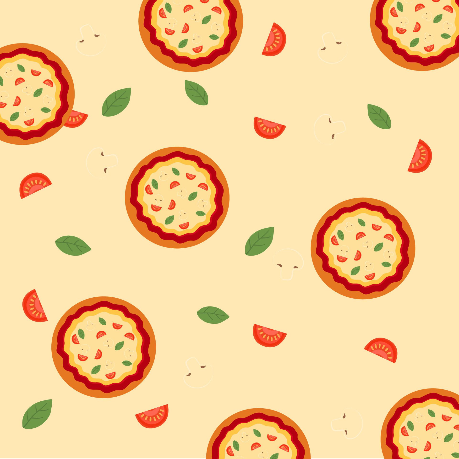 Pizza Pattern perfect for backgrounds, packaging, textiles, Food and Beverage Designs Free Vector