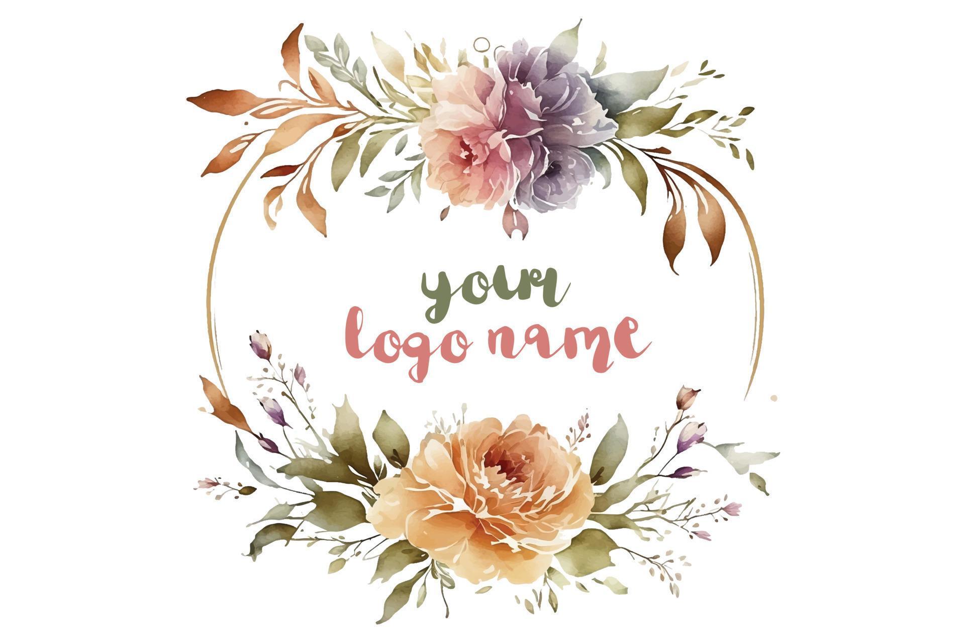 watercolor-floral-logo-round-floral-logo-modern-watercolor-logo-logo-design-calligraphy-logo-floral-logo-flower-logo-free-vector