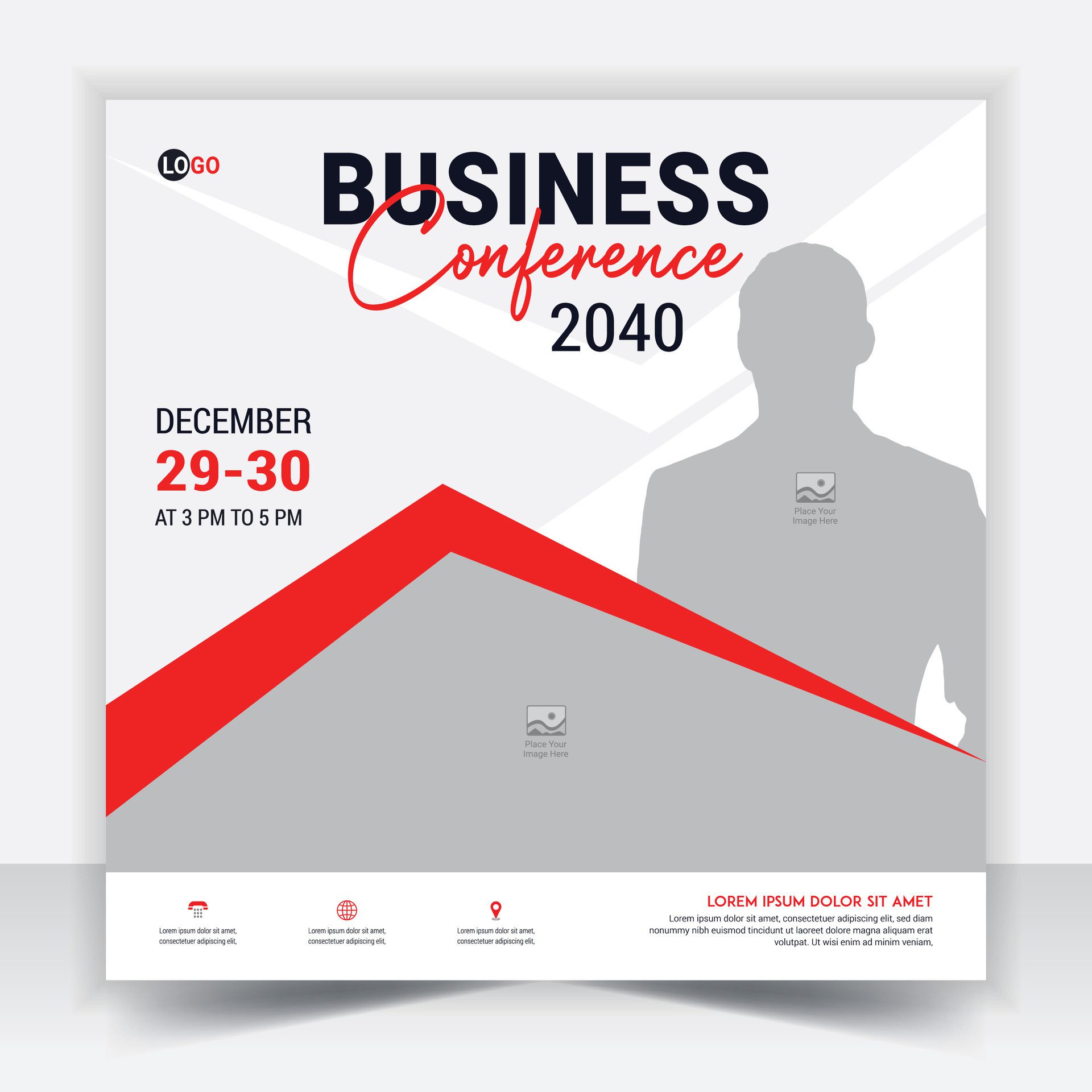 Business conference banner template. Online webinar social media post template. Online live webinar. Free Vector