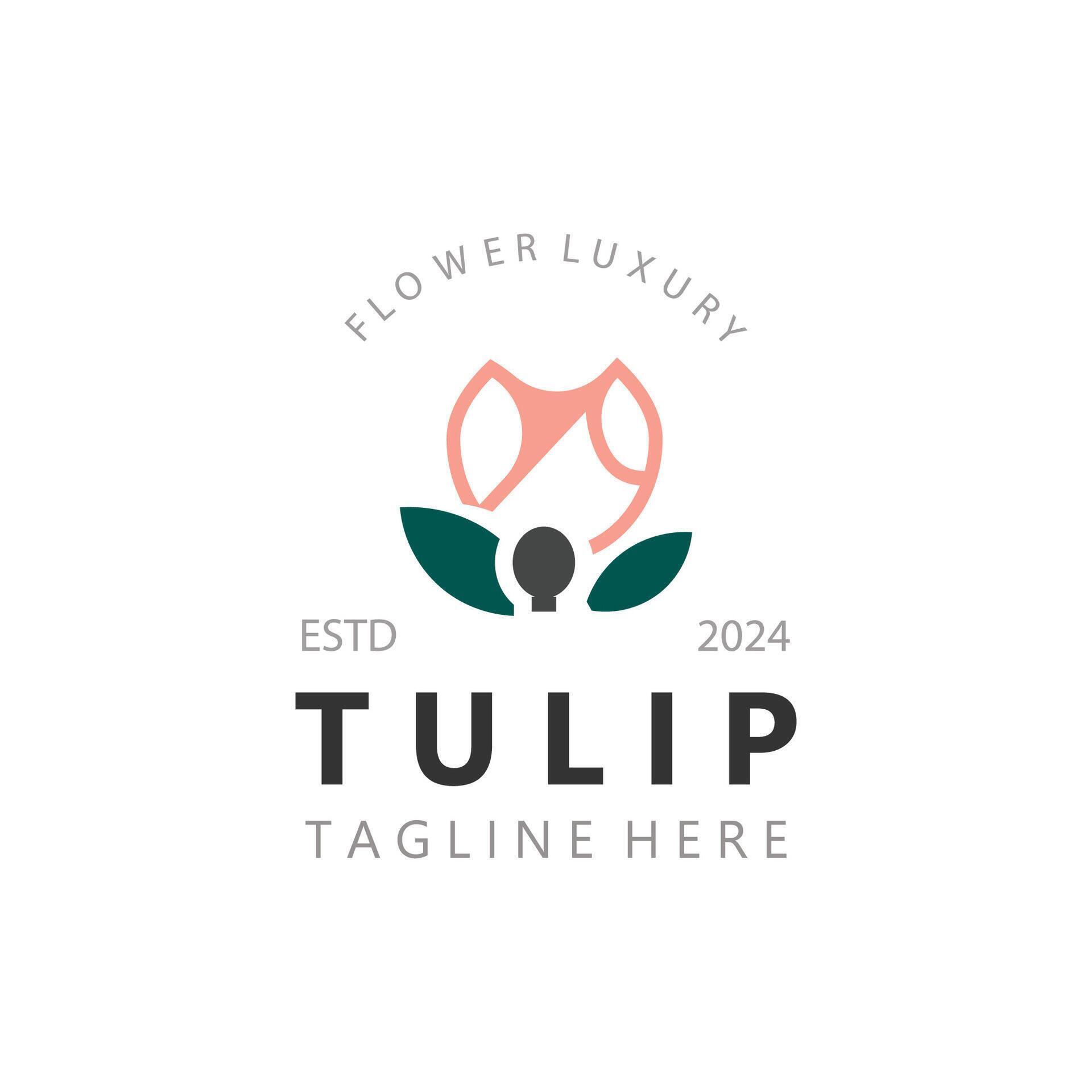 Tulip Flower logo with leaves design, suitable for fashion, beauty spa and boutique emblem business Stock Free